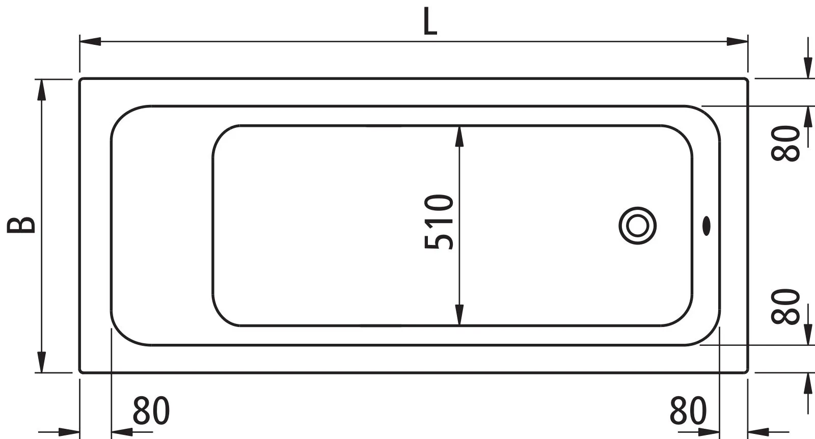 Kermi Duschdesign LIVORO VL1 EXP Rechteck-Badewanne weiß 1700x750 mm, Tiefe ca. 450 mm, Einbauhöhe 580–630 mm Kermi Duschdesign LIVORO VL1 EXP Rechteck-Badewanne weiß 1700x750 mm, Tiefe ca. 450 mm, Einbauhöhe 580–630 mm