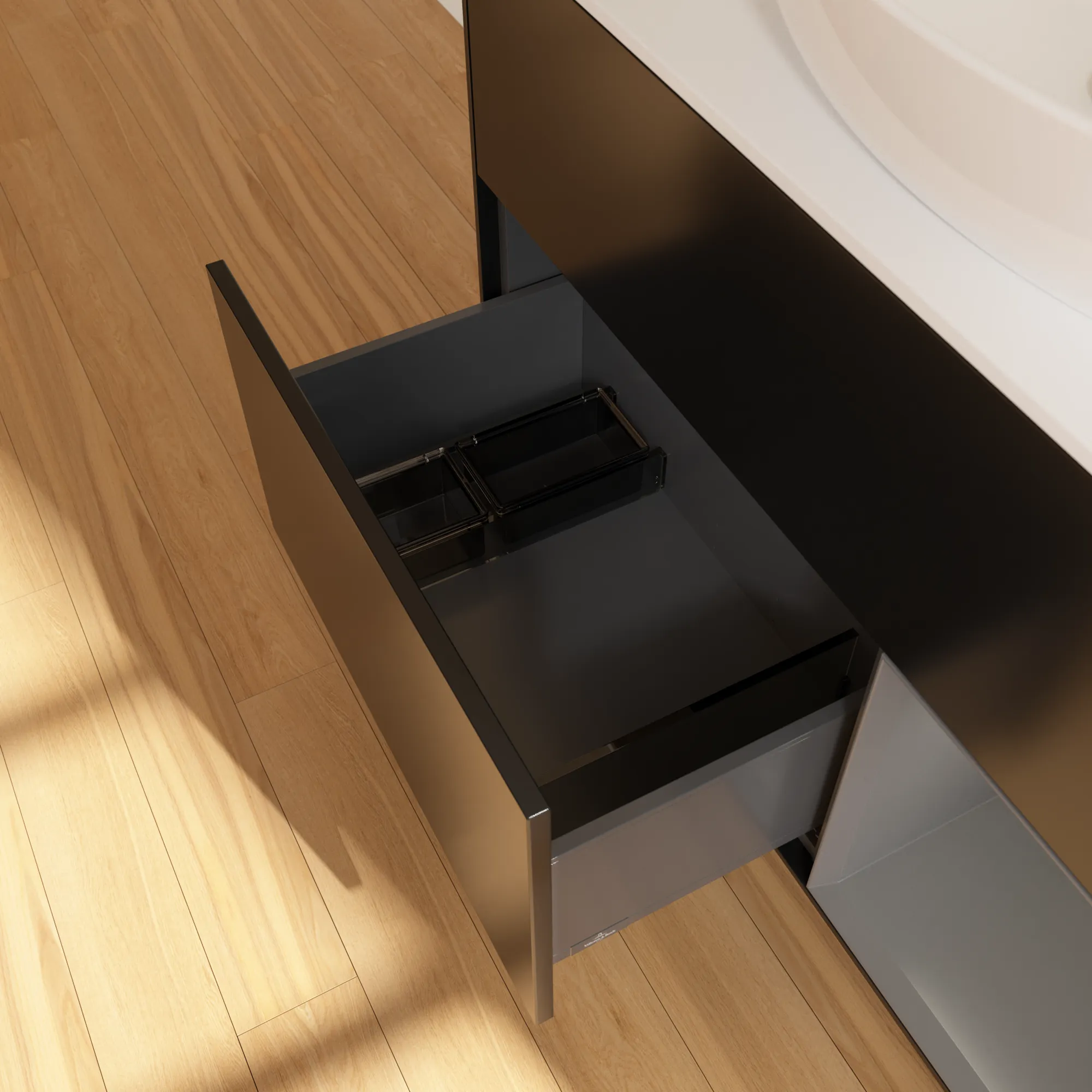 Villeroy & Boch Waschbeckenunterschrank Finion F90, 1000 x 603 x 501 mm, Black Matt Lacquer, mit Beleuchtung und SoftClosing