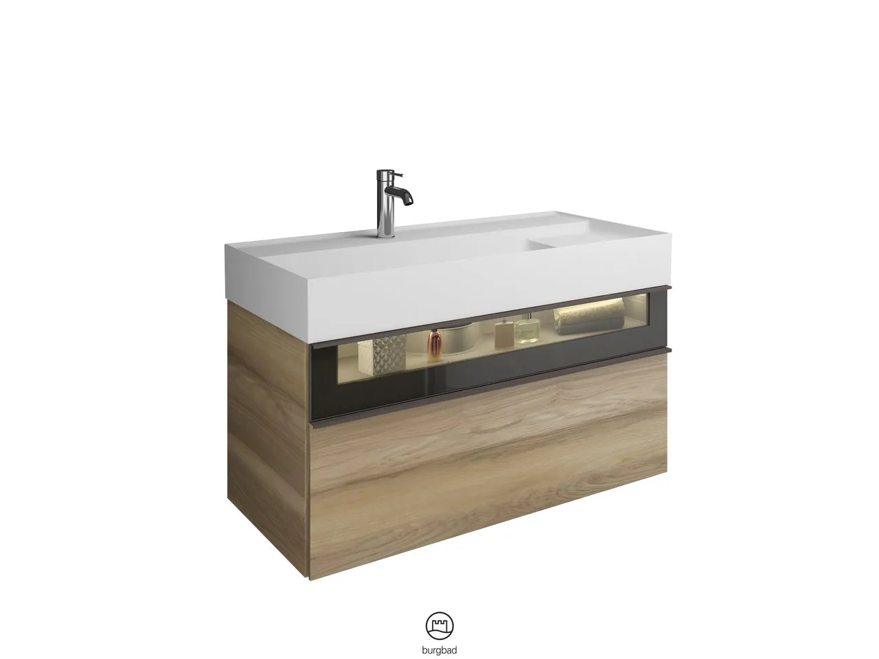 burgbad Yumo Mi-Waschtisch inkl. WTU SFMX102, Mineralguss, 470x1015x610mm, PG1 burgbad Yumo Mi-Waschtisch inkl. WTU SFMX102, Mineralguss, 470x1015x610mm, PG1