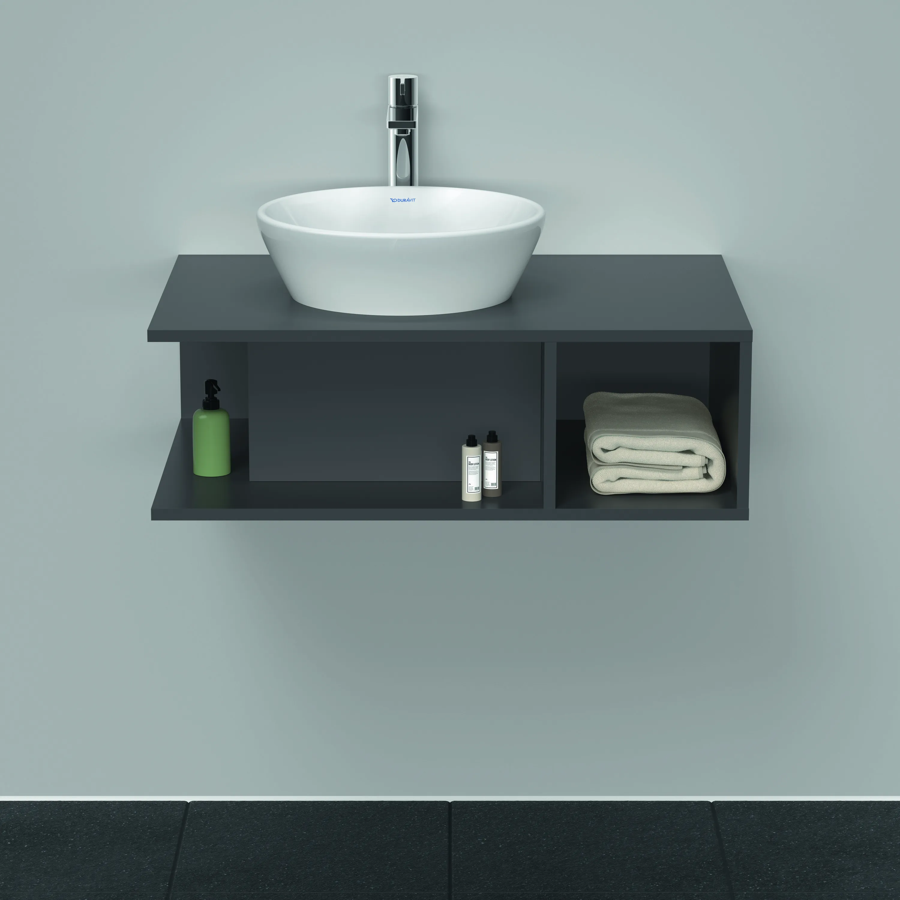 Duravit Waschtischunterschrank wandhängend „D-Neo“ 80 × 26 × 55 cm Graphit Matt