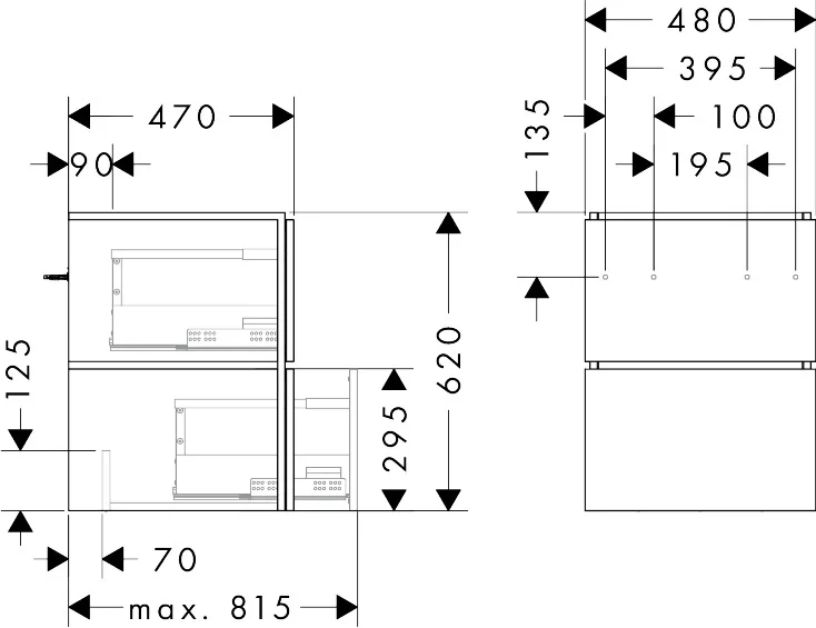 Hansgrohe Xilesa E Waschtischunterschrank, 480x470 mm, 2 Schubkästen PushOpen, Eiche Kaschmir Hansgrohe Xilesa E Waschtischunterschrank, 480x470 mm, 2 Schubkästen PushOpen, Eiche Kaschmir