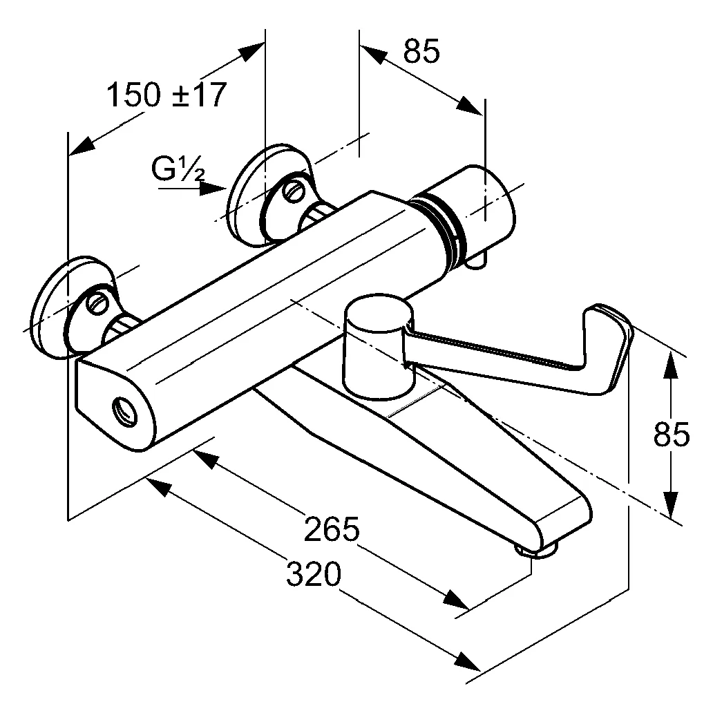 Kludi MEDI CARE Therm.-Klinikarm. Wandmontage chrom Kludi MEDI CARE Therm.-Klinikarm. Wandmontage chrom