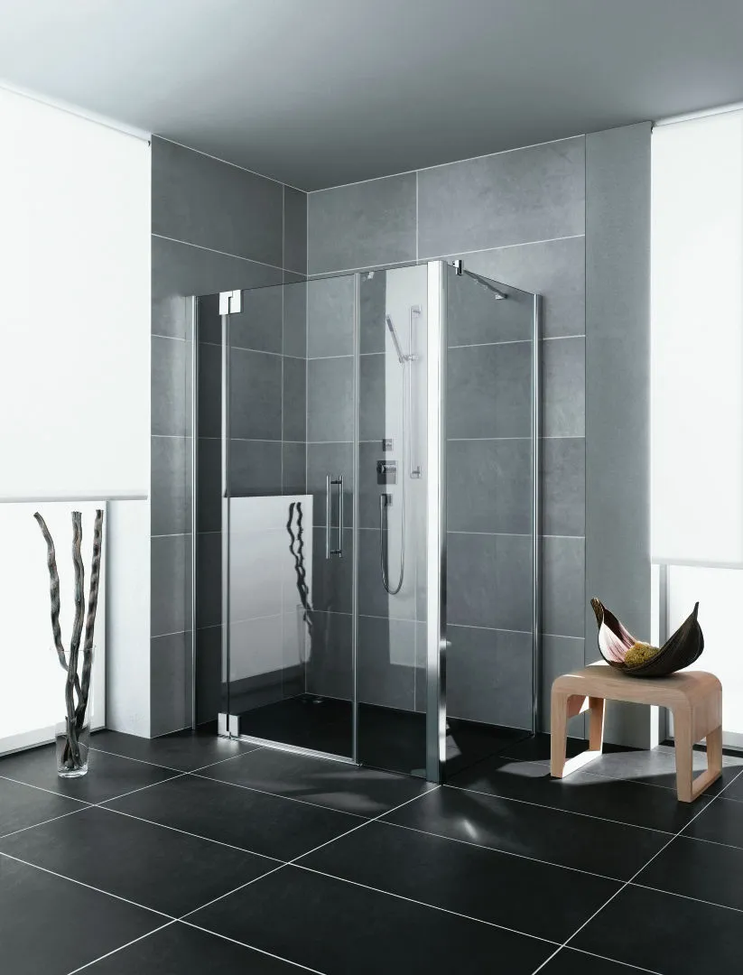 PASA XP PX1GL Pendeltür 1-flügelig links mit Festfeldern, für Nische und Ecke, Höhe 1850 mm, Wanneneinbaumaß 1050-1110 / 1075-1135 mm, Breitenverstellmaß 1050-1110 mm, Glasaußenkante 1050-1110 mm, Farbe Silber Mattglanz, Glas ESG Klar