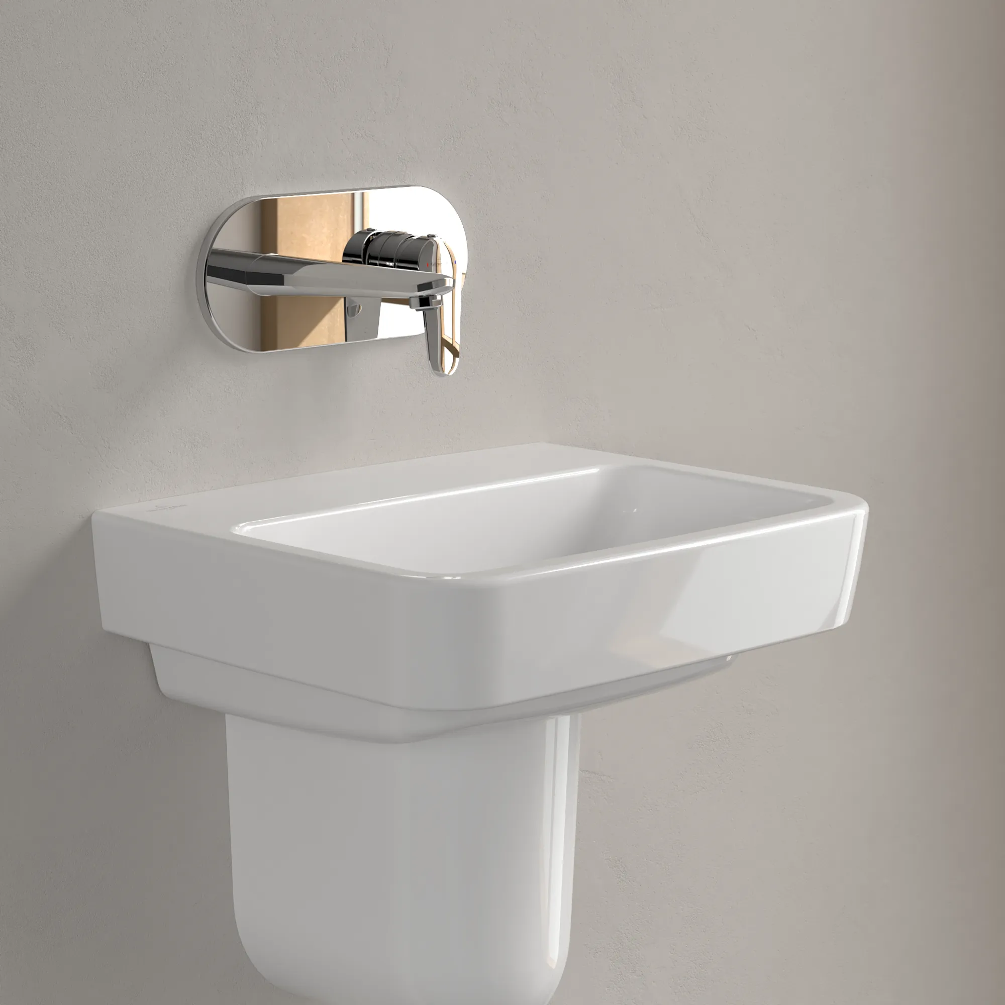 Villeroy & Boch Handwaschbecken „O.novo“ 450 × 370 × 160 mm, für Becken mittig, ohne Hahnlochbohrung