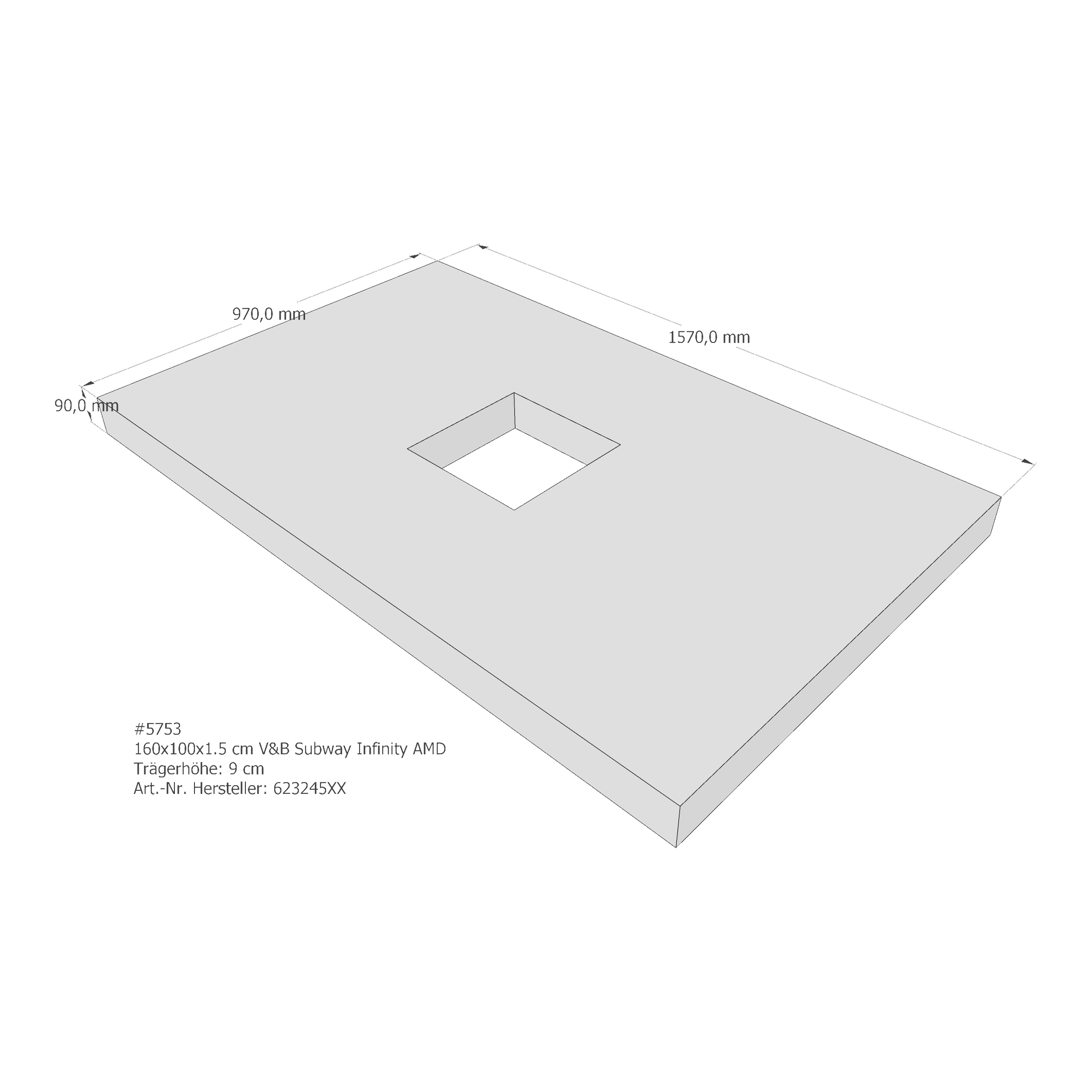 Duschwannenträger für Villeroy & Boch Subway Infinity 160 × 100 × 1,5 cm