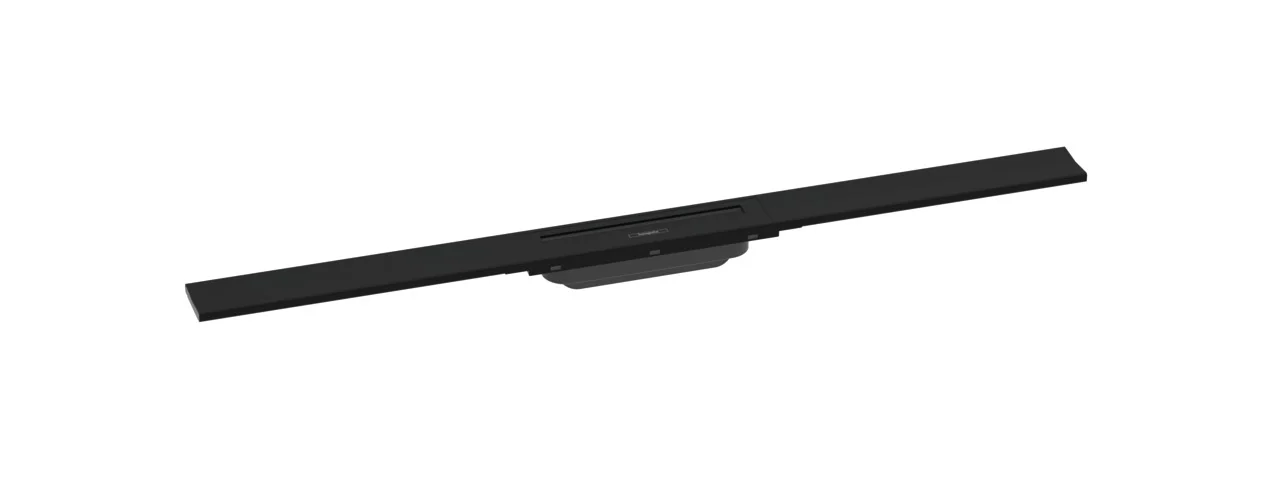 Hansgrohe RainDrain Flex Duschrinne 900 mm, Mattschwarz, höhenverstellbar um 10 mm, zweiseitige Montage, bis zu 60 l/min Ablaufleistung