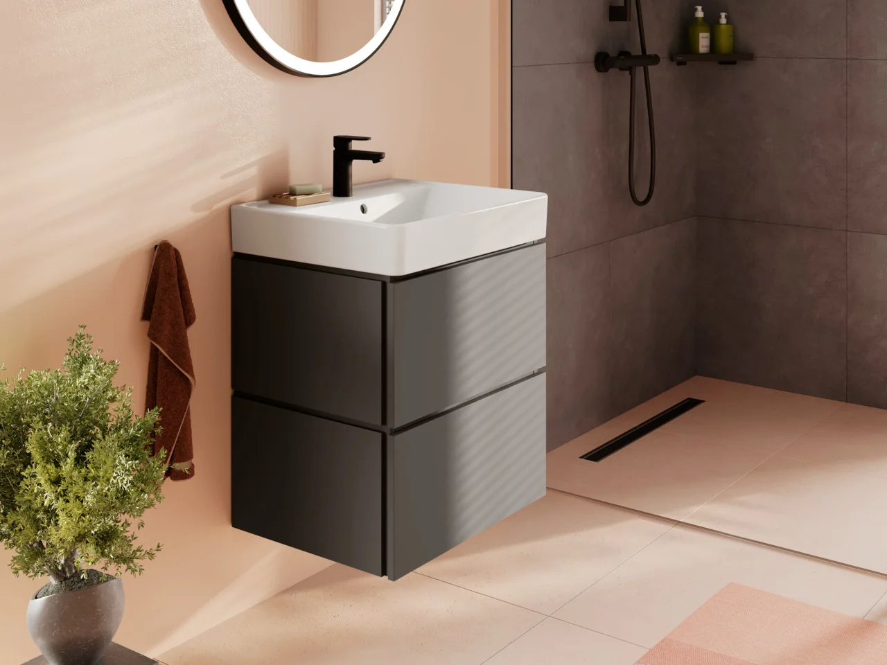 Hansgrohe Waschtisch Xanuia Q, weiß, 600x480 mm, wandhängend mit Hahnloch und Überlauf