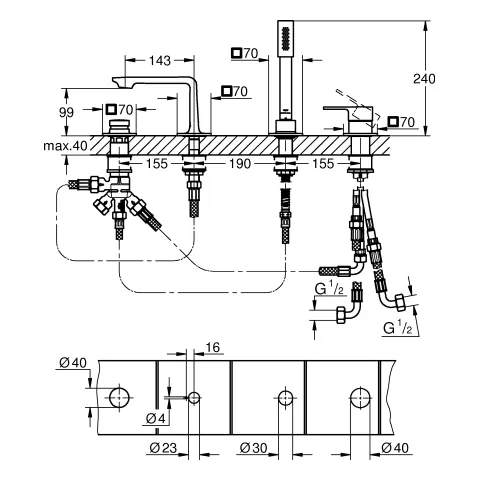Grohe Allure 4-Loch-Einhand-Wannenkombination, warm sunset gebürstet Grohe Allure 4-Loch-Einhand-Wannenkombination, warm sunset gebürstet