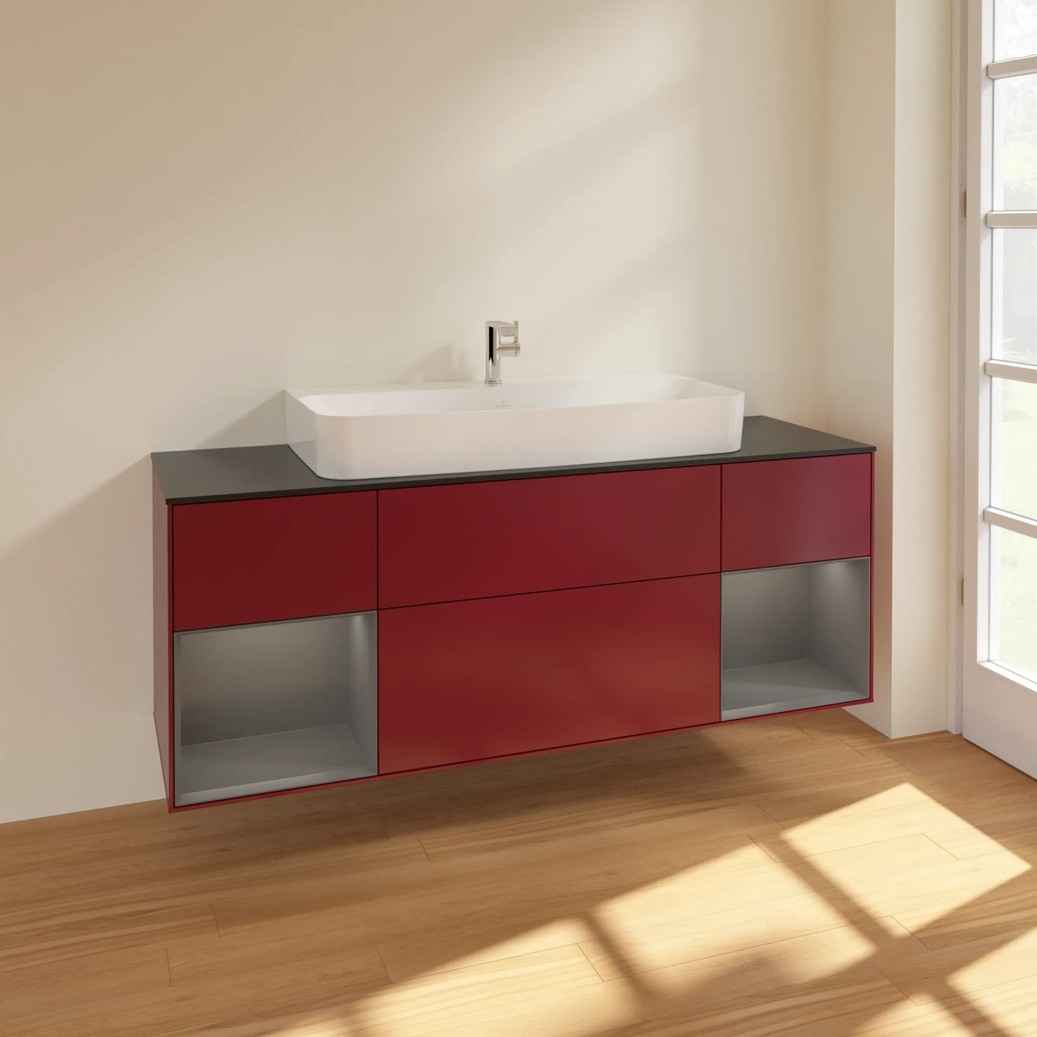 Villeroy & Boch Waschtischunterschrank „Finion“ für Schrankwaschtisch 1600 × 603 × 501 mm Peony Matt Lacquer, für Becken mittig Villeroy & Boch Waschtischunterschrank „Finion“ für Schrankwaschtisch 1600 × 603 × 501 mm Peony Matt Lacquer, für Becken mittig