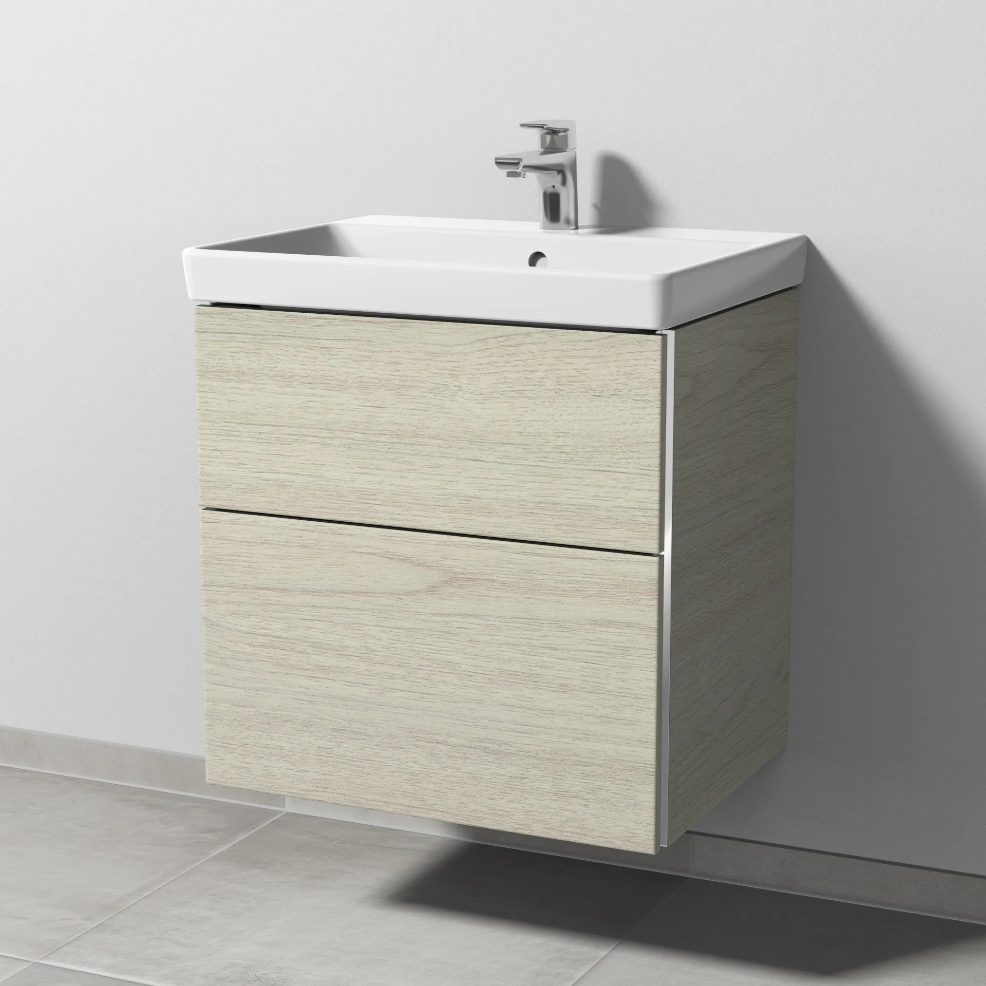 Sanipa Waschtischunterschrank „3way“ passend zu Keramik-Waschtische Avento von Villeroy & Boch 580 × 580 × 452 mm in White Oak