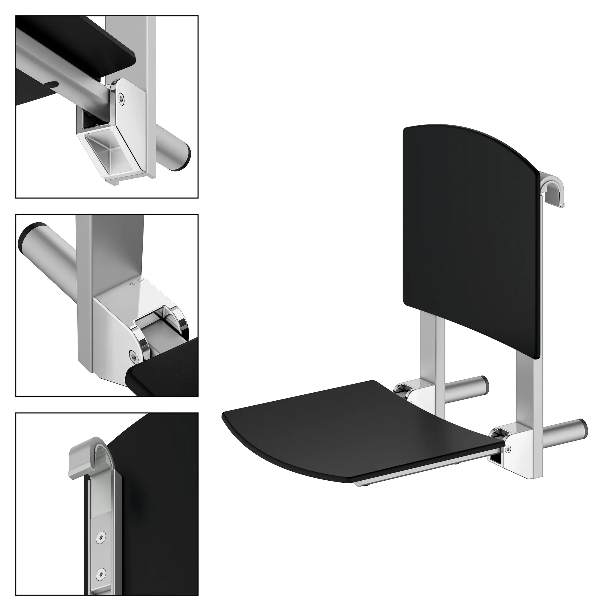 KEUCO Universalartikel Care Klappsitz silber-eloxiert/schwarz KEUCO Universalartikel Care Klappsitz silber-eloxiert/schwarz