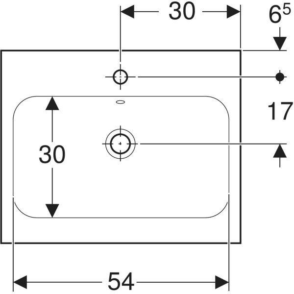 Aufsatzwaschtisch „iCon Light“, rechteckig, Hahnlochposition mittig 60 × 48 cm in weiß matt
