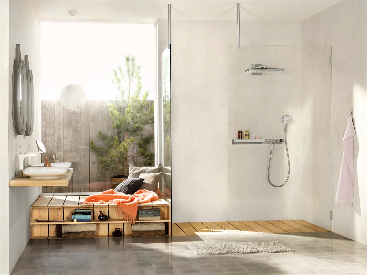 Hansgrohe Rainmaker Select Kopfbrause 460 3jet, weiß/chrom, Brausearm 450 mm, 18,4 l/min Durchfluss, abnehmbare Strahlscheibe und Kopfbrause Hansgrohe Rainmaker Select Kopfbrause 460 3jet, weiß/chrom, Brausearm 450 mm, 18,4 l/min Durchfluss, abnehmbare Strahlscheibe und Kopfbrause