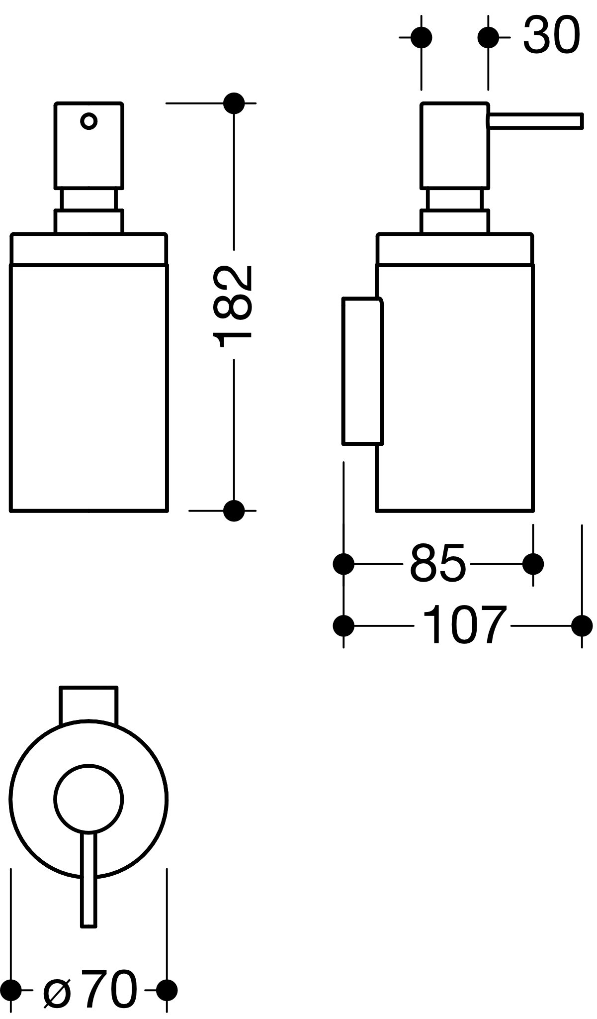 HEWI Seifenspender „System 162“ 10,7 × 18,2 × ⌀ 7 cm
