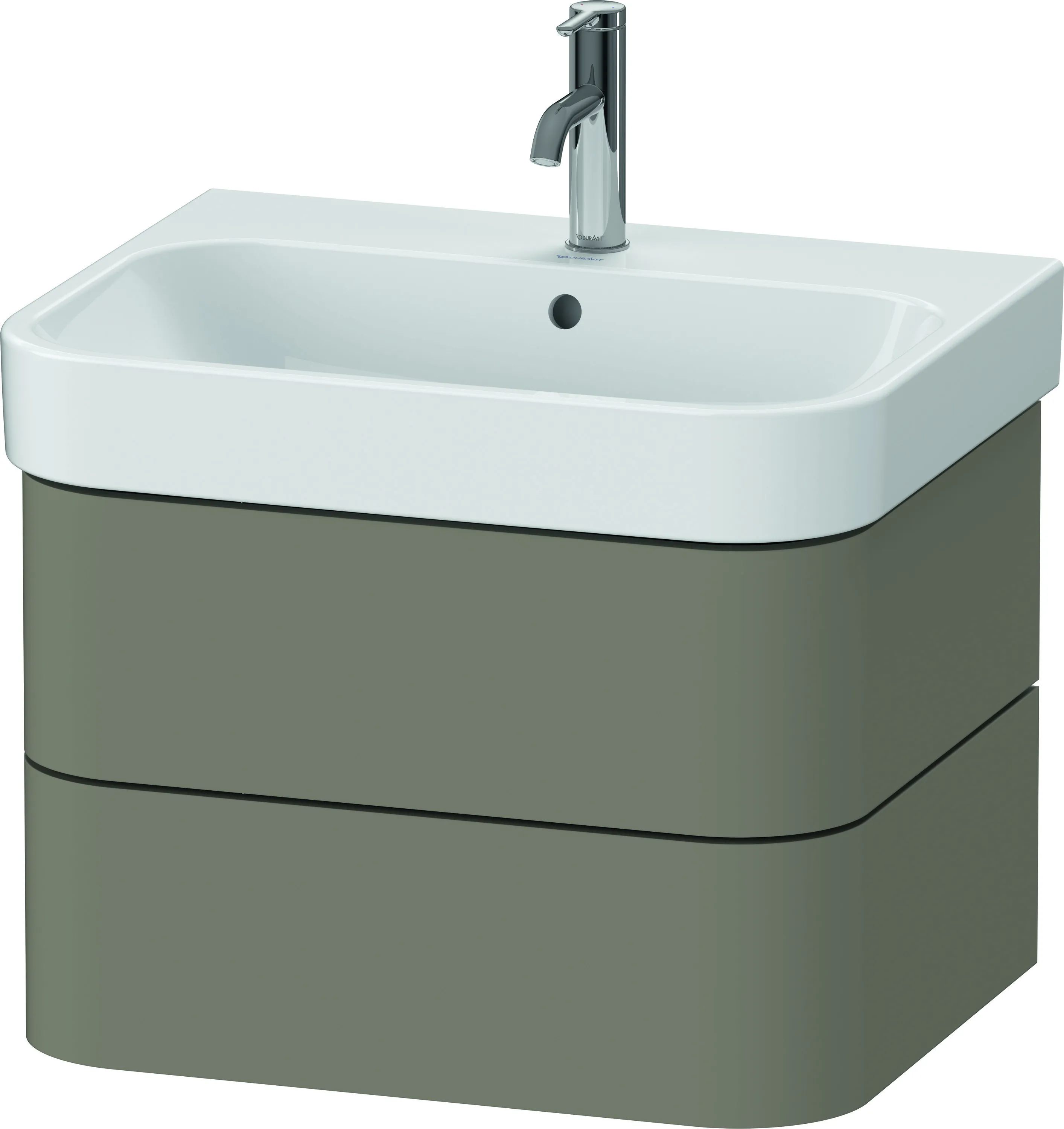 Duravit Waschtischunterschrank wandhängend „Happy D.2 Plus“ 62,5 × 41,5 × 49 cm Steingrau Seidenmatt