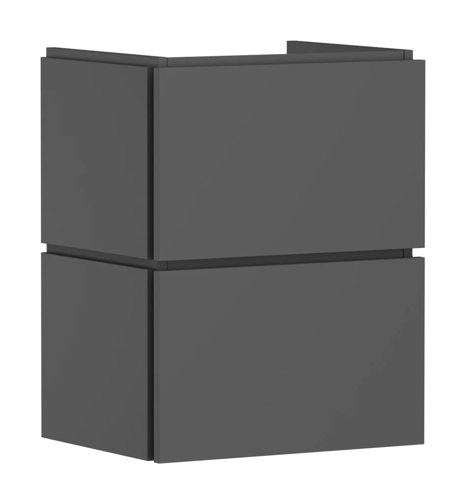 Hansgrohe Waschtischunterschrank Xilesa E, Schiefergrau Matt, 480x380 mm, 2 Schubkästen PushOpen mit SoftClose, wandmontiert