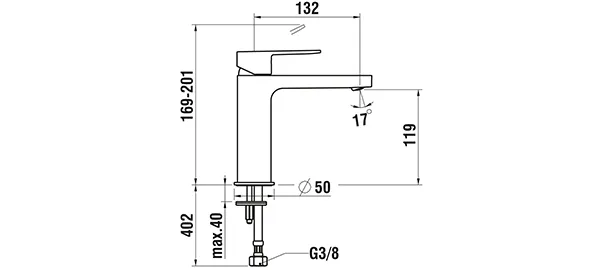 Laufen NEJA H311511, halbhohe Einhebel-Waschtischmischer, Festauslauf, 132 mm Ausladung, 169 mm Höhe, chrom Laufen NEJA H311511, halbhohe Einhebel-Waschtischmischer, Festauslauf, 132 mm Ausladung, 169 mm Höhe, chrom
