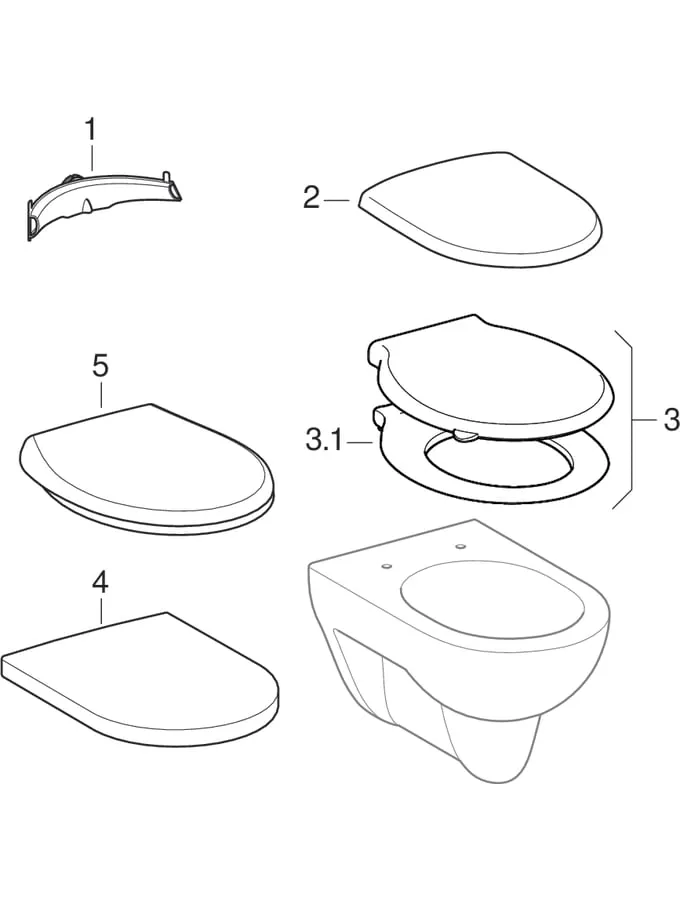 Wand-Flachspül-WC „Renova“ 35,5 × 34 × 54 cm mit Spülrand