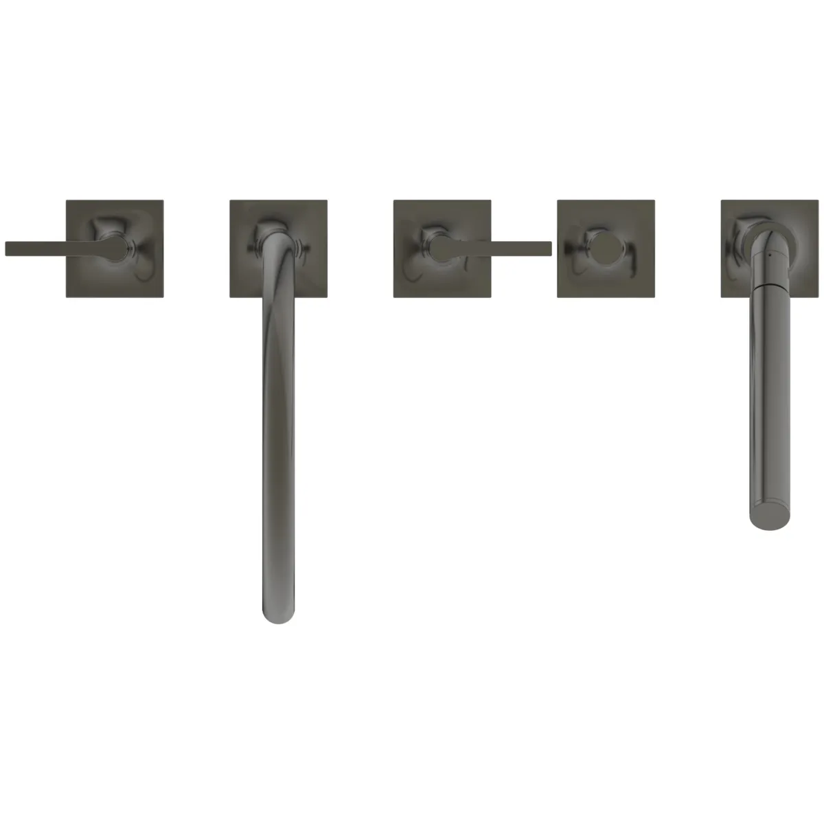 5-Loch-Badearmatur Wannenrand Joy Neo mit Stick-Handbrause Hebelgriffe Magnetic Grey