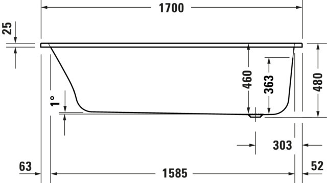 Duravit Badewanne „Qatego“ rechteck 170 × 70 cm, Fußablauf 