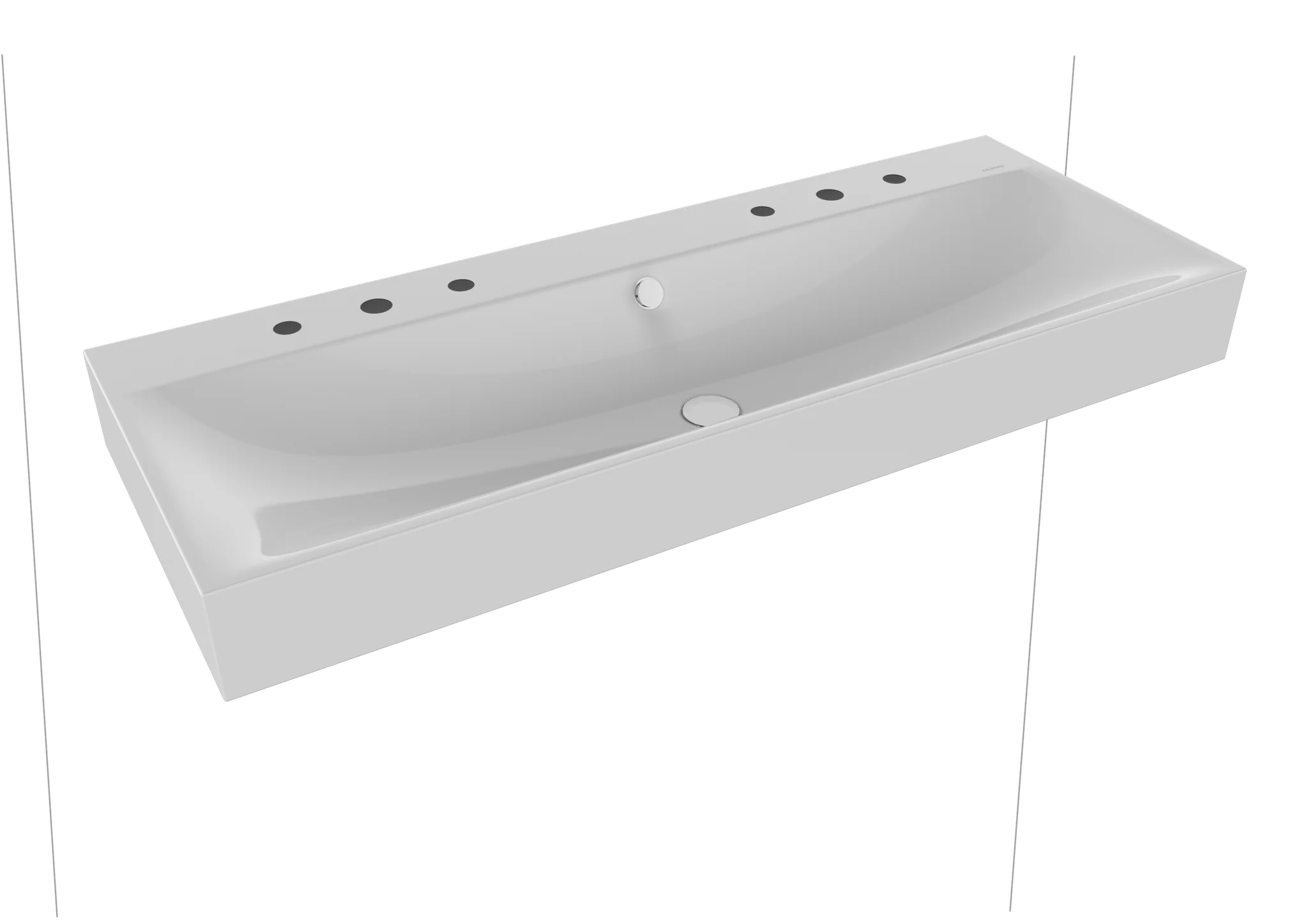 Kaldewei SILENIO Wand-Doppelwaschtisch, 1200x460 mm, Alpinweiß, Perl-Effekt, 2x3HL, mit Überlauf