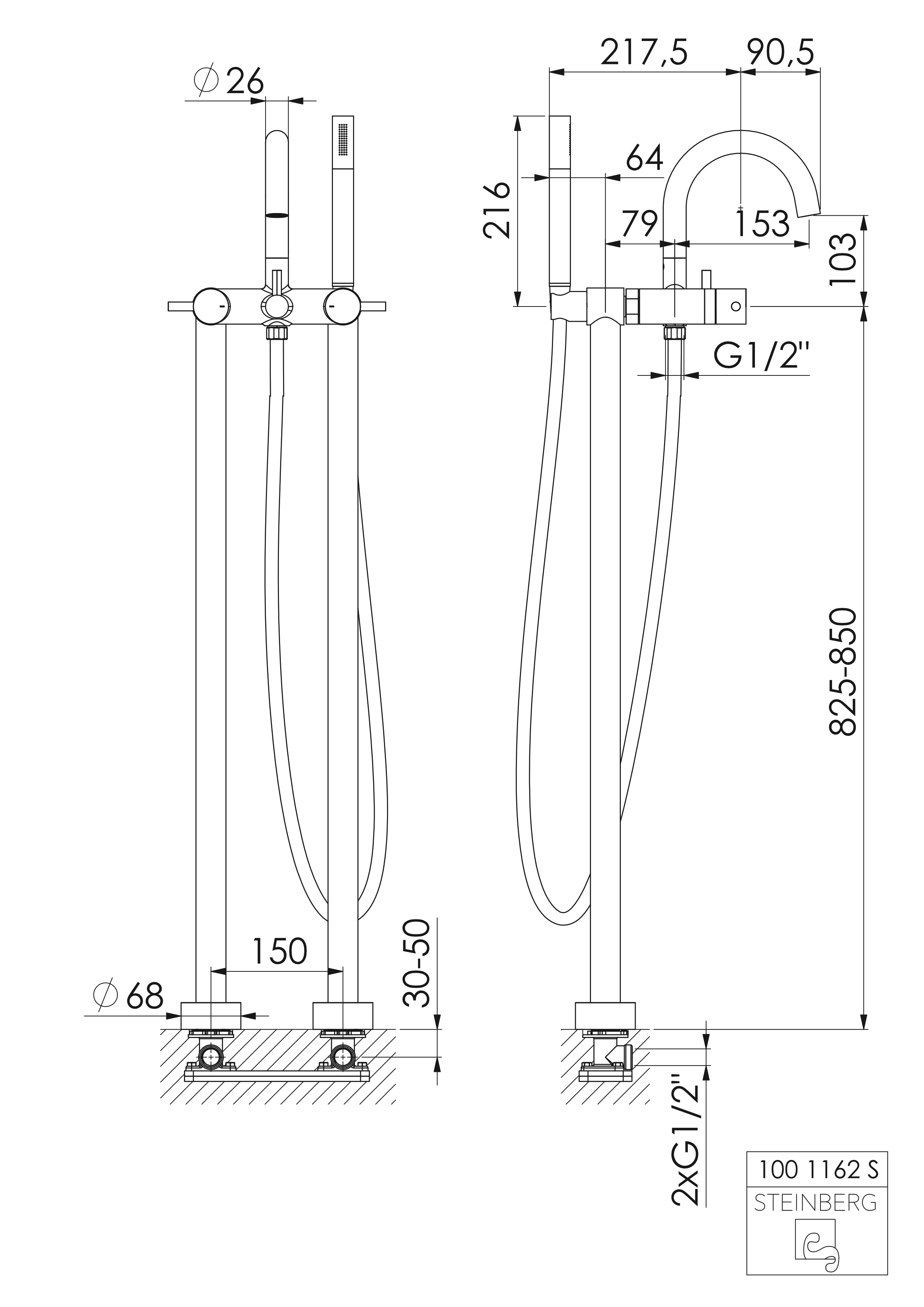 Serie 100 freistehende Wannen / Brause-Armatur Serie 100 freistehende Wannen / Brause-Armatur