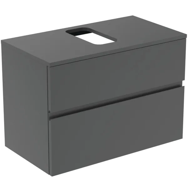 Ideal Standard Waschtischunterschrank Finesse Anthrazit matt, 802x440x558 mm, 2 Schubladen mit Softclose-Mechanismus