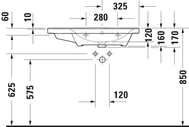 Wandwaschtisch „D-Neo“ 80 × 48 × 17 cm, rechts Wandwaschtisch „D-Neo“ 80 × 48 × 17 cm, rechts