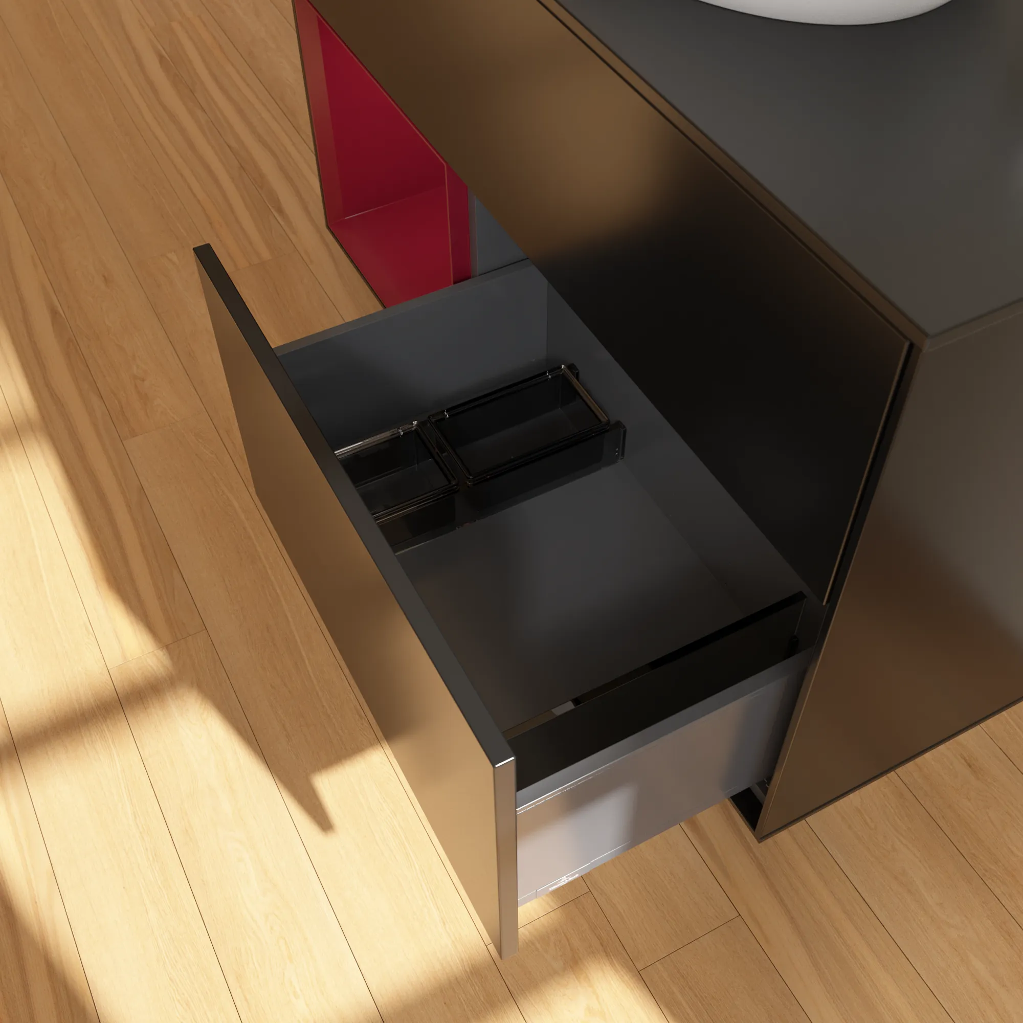 Villeroy & Boch Waschbeckenunterschrank Finion F89, 1000x603x501 mm, Black Matt Lacquer, mit Beleuchtung und Push-to-open Funktion