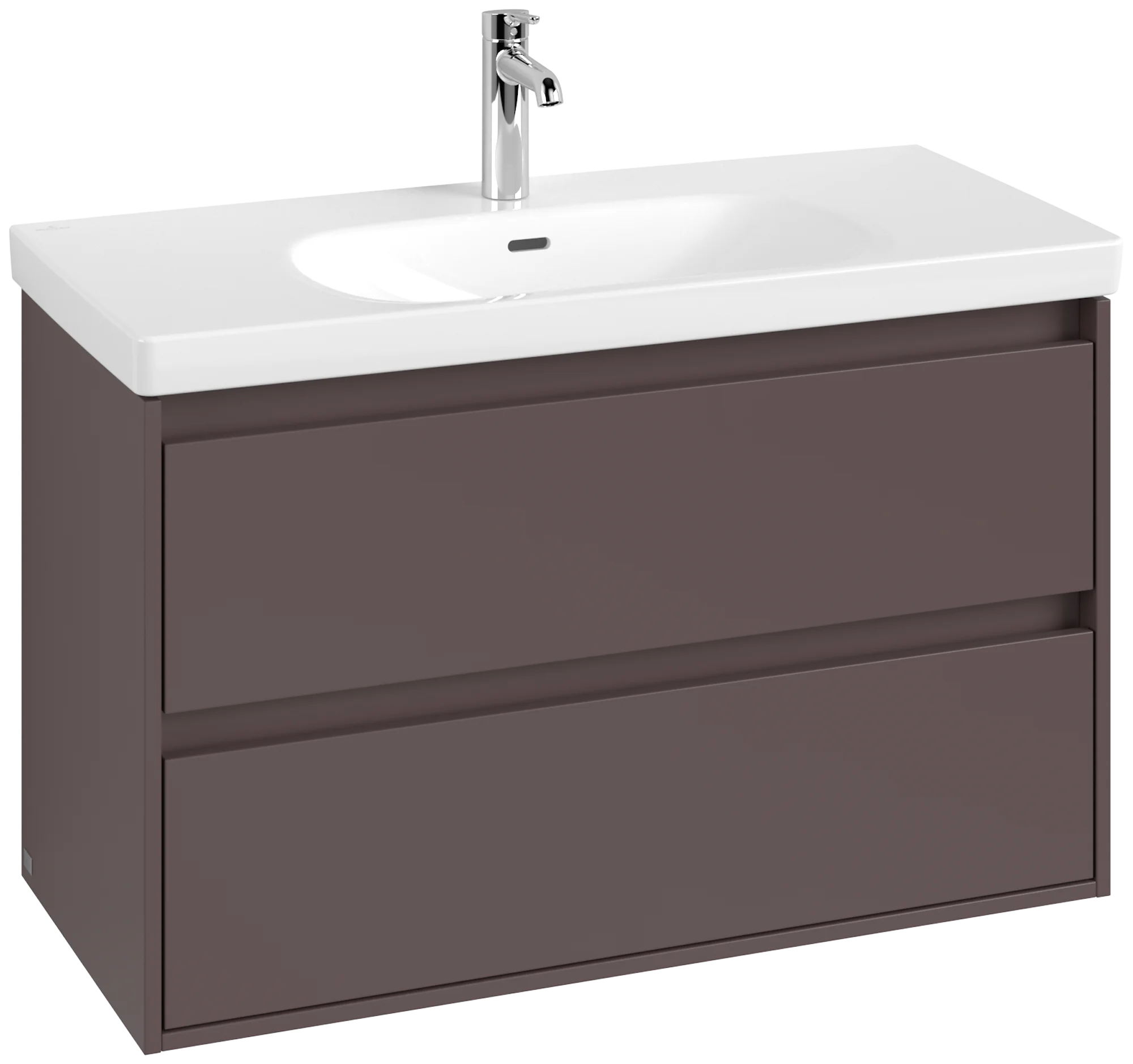 Villeroy & Boch Waschbeckenunterschrank Skyla, eckig, Dark Berry, 972x596x439 mm, 1 Auszug, 2 Auszüge mit Antirutsch-Boden, mittige