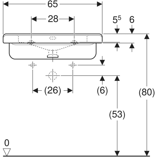 Wandwaschtisch „Renova Comfort Square“, rechteckig 65 × 55 cm in weiß alpin Wandwaschtisch „Renova Comfort Square“, rechteckig 65 × 55 cm in weiß alpin
