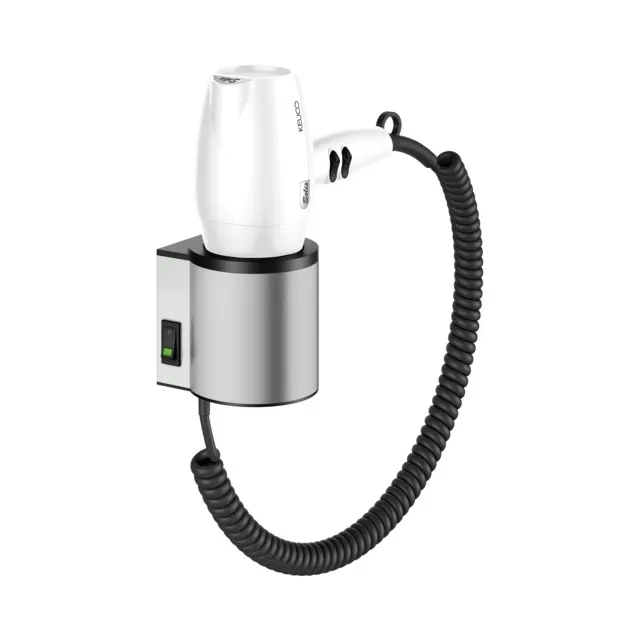 KEUCO Haartrockner mit Wandhalterung Edelstahl-finish/weiß