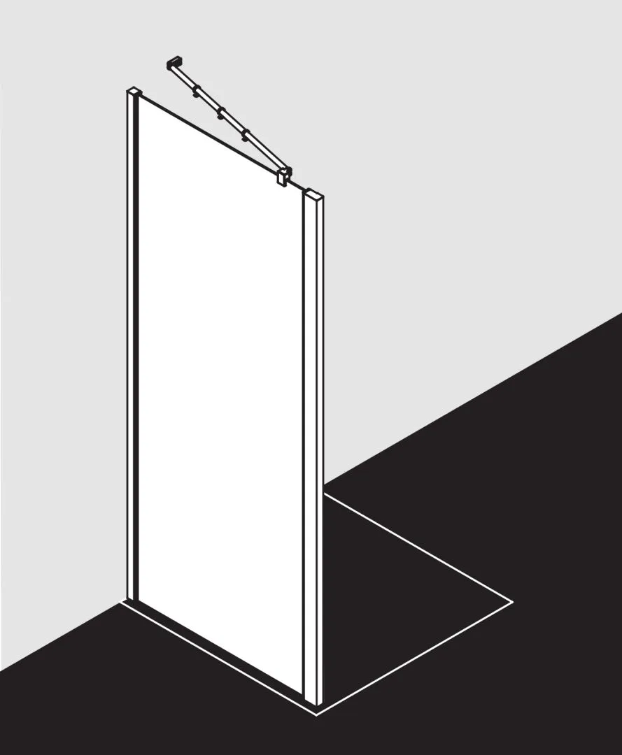 Kermi Seitenwand für Ecke „RAYA“ Glas Klar, Profile Silber Hochglanz, BV: 755 - 775 mm GAK: 740 - 760 mm WE: 765 - 785 mm H: 1850 mm