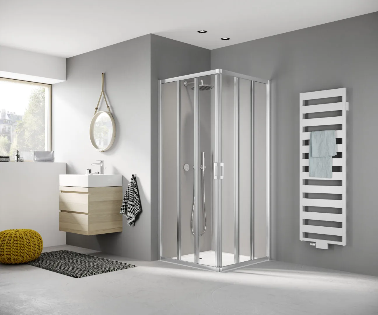 Kermi Duschtür Eckeinstieg 3-teilig (Gleittüren) Halbteil links „LIGA“ 185 cm Glas Klar, Profile Silber Hochglanz, Schiebetür dreiteilig Kermi Duschtür Eckeinstieg 3-teilig (Gleittüren) Halbteil links „LIGA“ 185 cm Glas Klar, Profile Silber Hochglanz, Schiebetür dreiteilig