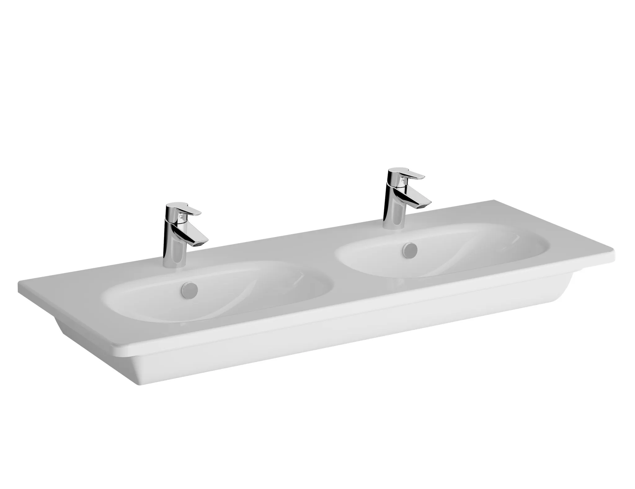 VitrA Zentrum Doppelmöbelwaschtisch 121 x 47 cm, 2 Becken, Weiß Hochglanz
