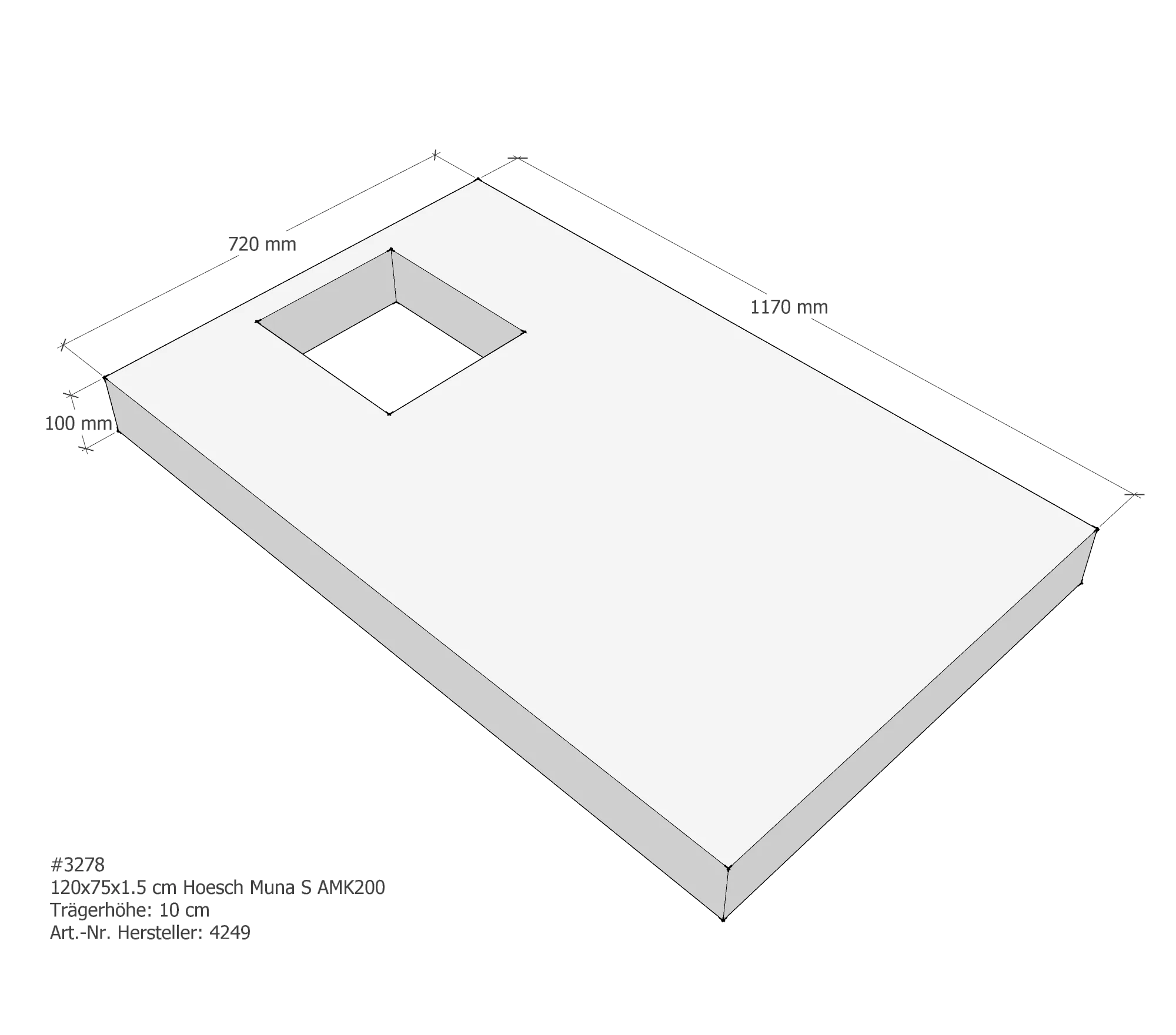 Duschwannenträger passend für Hoesch Muna S 120 × 75 × 1,5 cm Duschwannenträger passend für Hoesch Muna S 120 × 75 × 1,5 cm