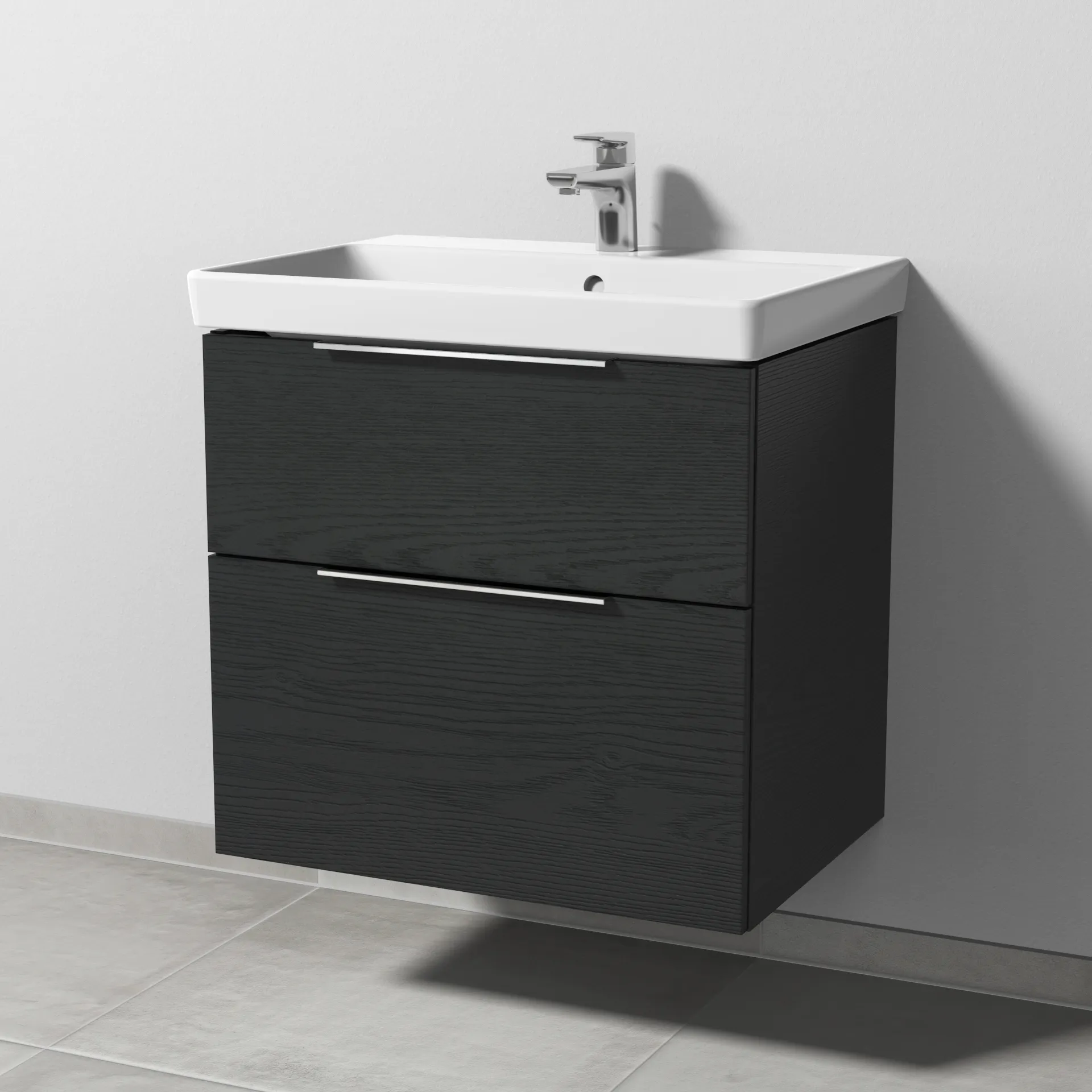 Sanipa Waschtischunterschrank „3way“ passend zu Keramik-Waschtische Avento von Villeroy & Boch 625 × 580 × 452 mm in Black Oak