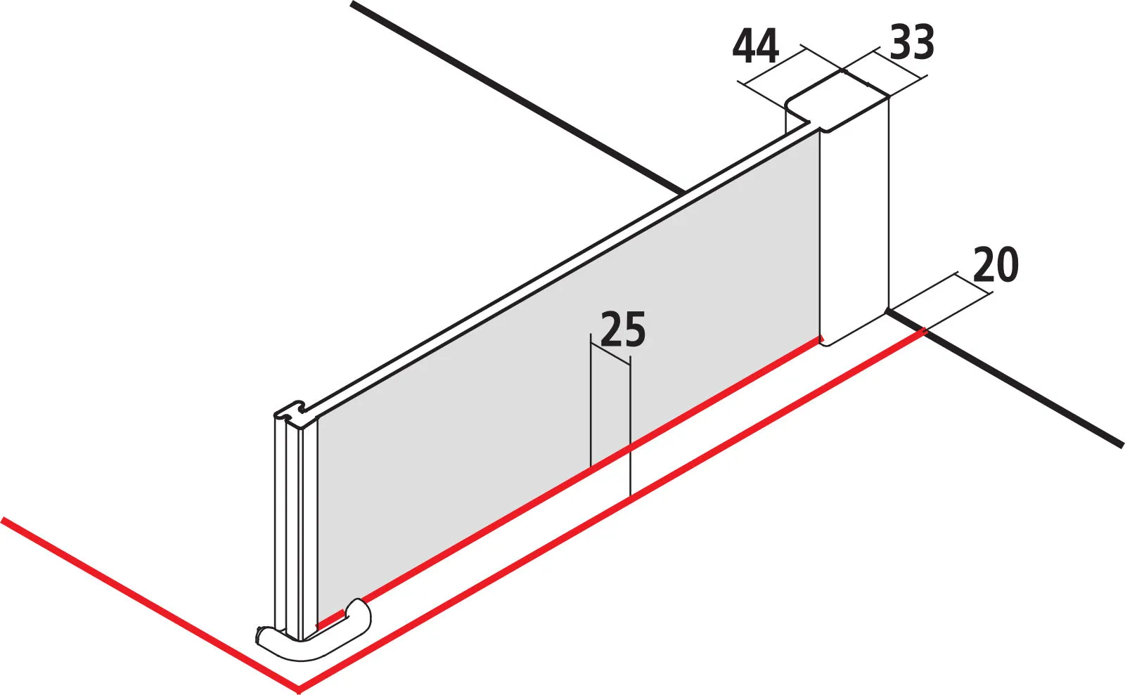 Kermi Duschdesign MENA Seitenwand, 2000x900mm, Schwarz Soft RAL 9005