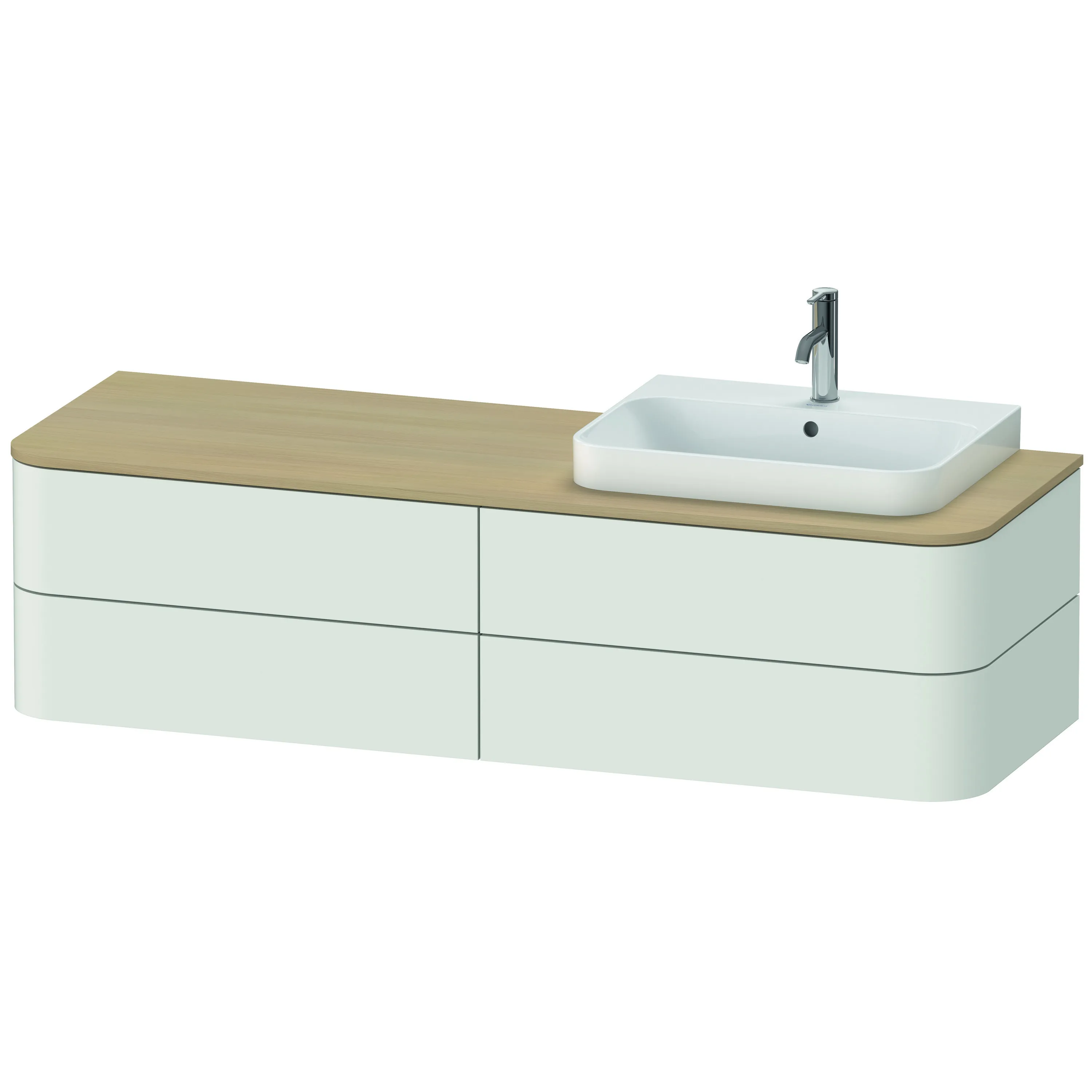 Duravit Waschtischunterschrank wandhängend „Happy D.2 Plus“ 160 × 40,8 × 55 cm Nordic Weiß Seidenmatt, rechts Duravit Waschtischunterschrank wandhängend „Happy D.2 Plus“ 160 × 40,8 × 55 cm Nordic Weiß Seidenmatt, rechts