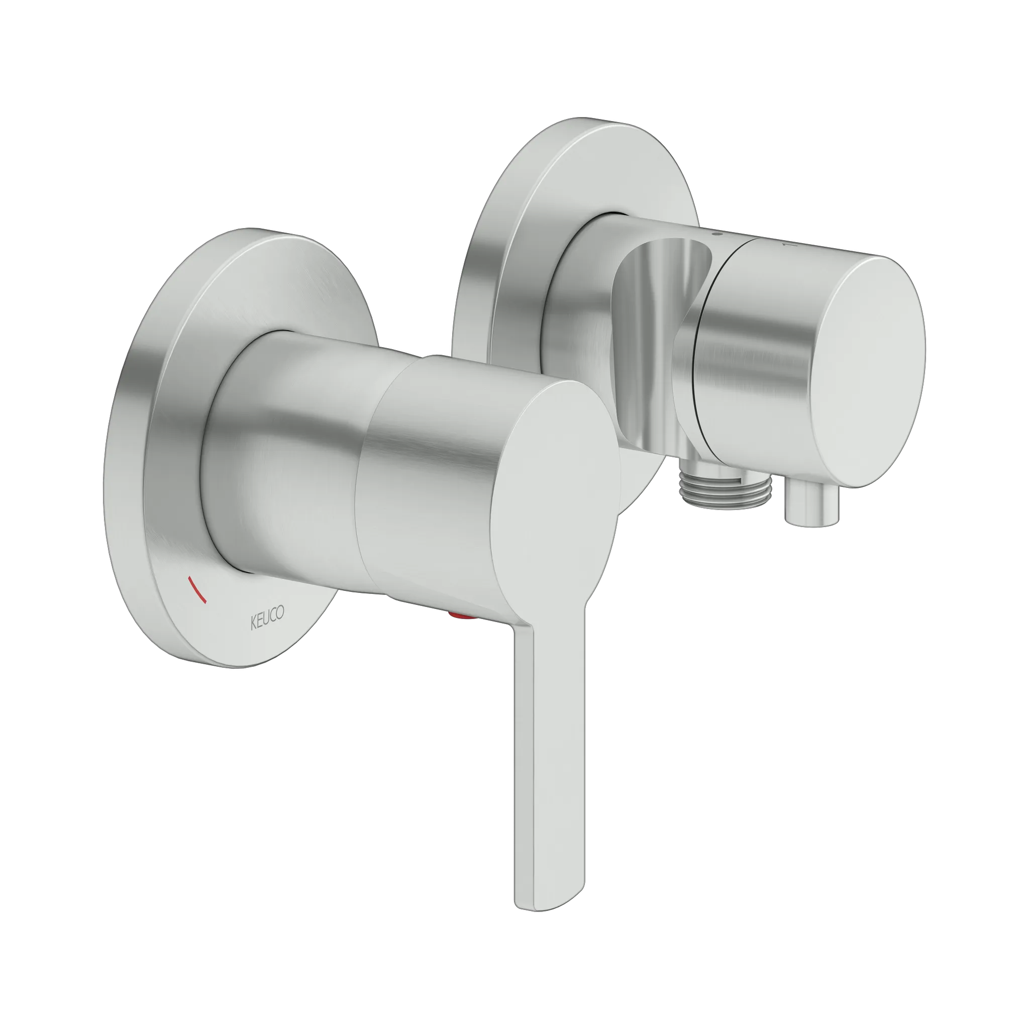 KEUCO PLAN BLUE Einhebelmischer-Set Unterputz für 2 Verbraucher mit Schlauchanschluss und Brausehalter 2-Wege Edelstahl-finish
