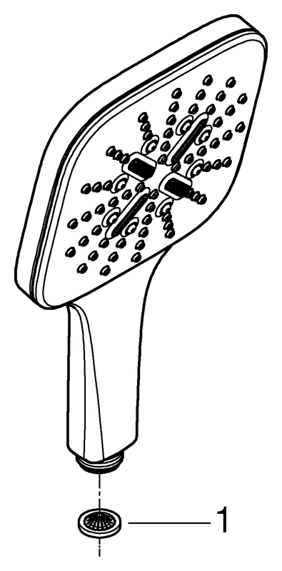 Handbrause Rainshower SmartActive 130 Cube 26582, 3 Strahlarten, Brauseboden chrom, 9,5 l/min Durchflusskonstanthalter, chrom