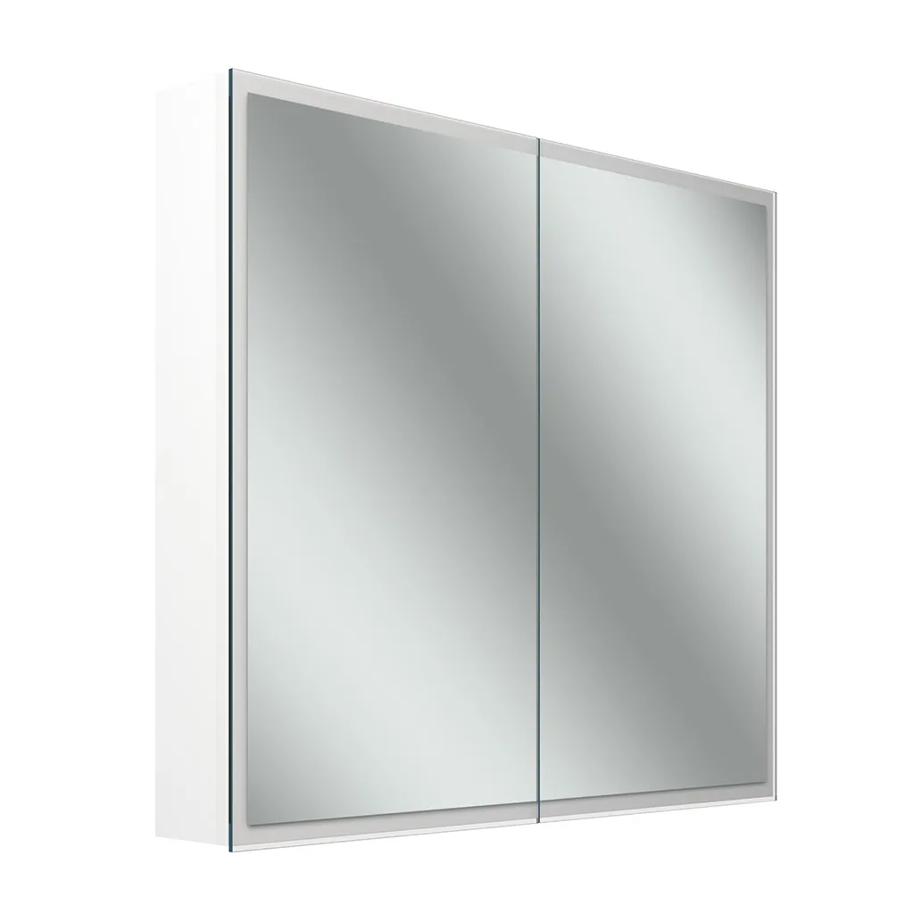 Schneider Spiegelschrank GLOW D2W, Modell GLO1 80/2/D2W – Weißer Aluminium-Spiegelschrank mit LED-Beleuchtung (2000–6500 K), 813 x 736 x 136 mm Schneider Spiegelschrank GLOW D2W, Modell GLO1 80/2/D2W – Weißer Aluminium-Spiegelschrank mit LED-Beleuchtung (2000–6500 K), 813 x 736 x 136 mm