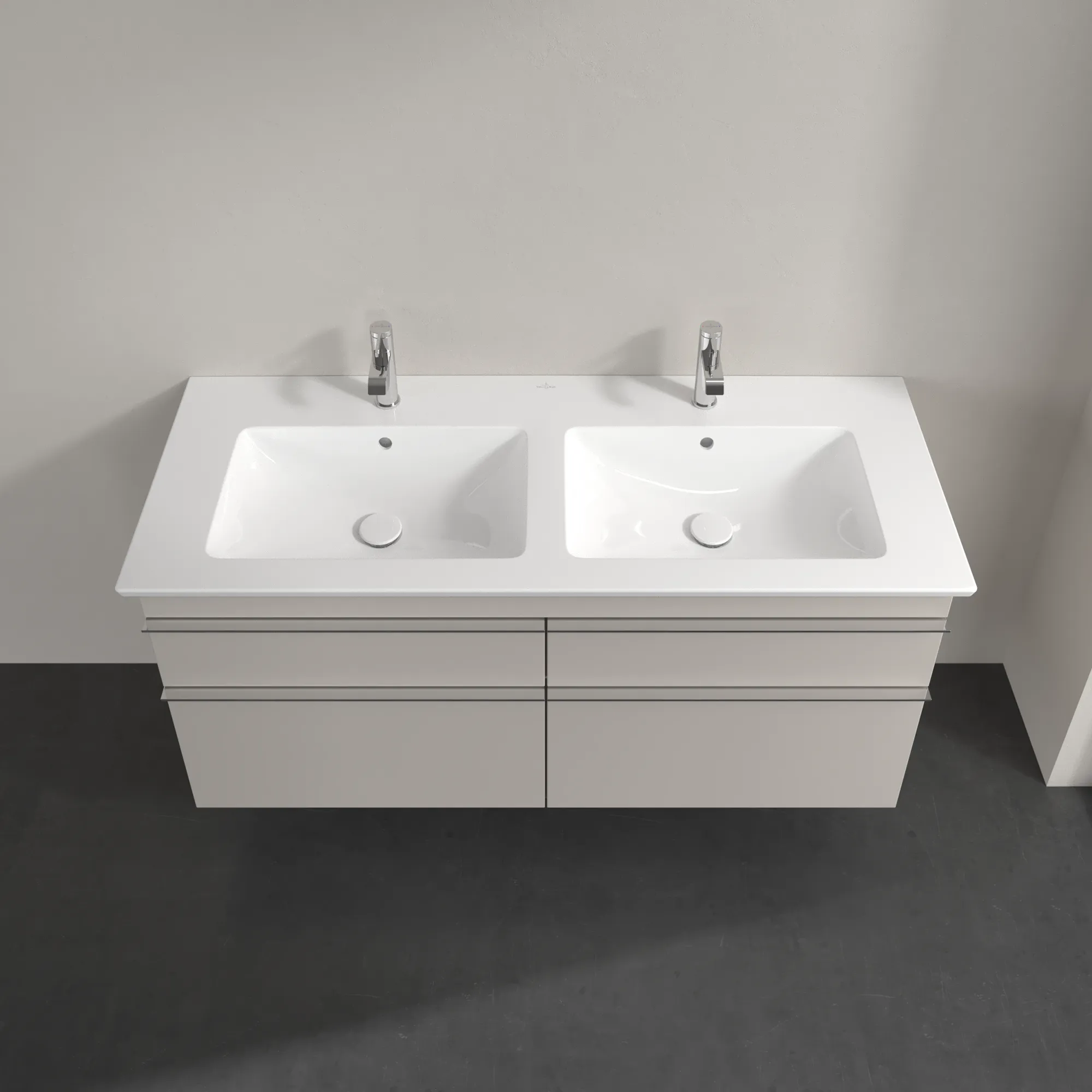 Villeroy & Boch Waschtischunterschrank „Venticello“ für Schrank-Doppelwaschtisch 1253 × 590 × 502 mm Cashmere Grey, für links und rechts Villeroy & Boch Waschtischunterschrank „Venticello“ für Schrank-Doppelwaschtisch 1253 × 590 × 502 mm Cashmere Grey, für links und rechts