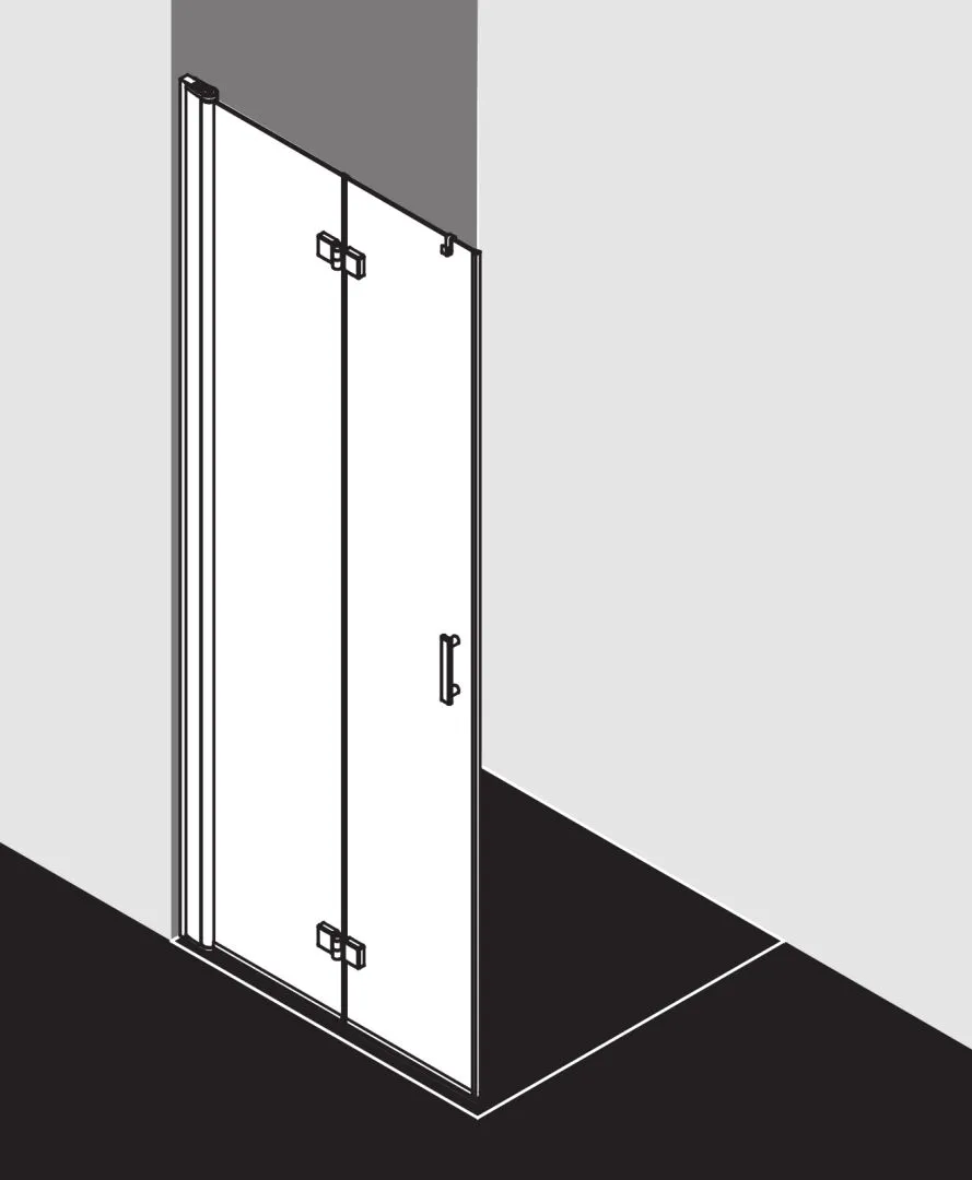 Kermi Duschdesign Walk-In-Duschkabine Pendel-Falt links „DIGA“ Glas SR Opaco, Profile Silber Hochglanz, BV: 780 - 800 mm WE: 790 - 810 mm H: 1850 mm