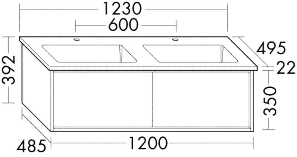 Keramik-Waschtisch Lin20 inkl. Waschtischunterschrank - Uomo Serie, 495x1230x392 mm, Doppelwaschbecken 477x291 mm, 2 Auszüge, burgbad cleanFlow Keramik-Waschtisch Lin20 inkl. Waschtischunterschrank - Uomo Serie, 495x1230x392 mm, Doppelwaschbecken 477x291 mm, 2 Auszüge, burgbad cleanFlow