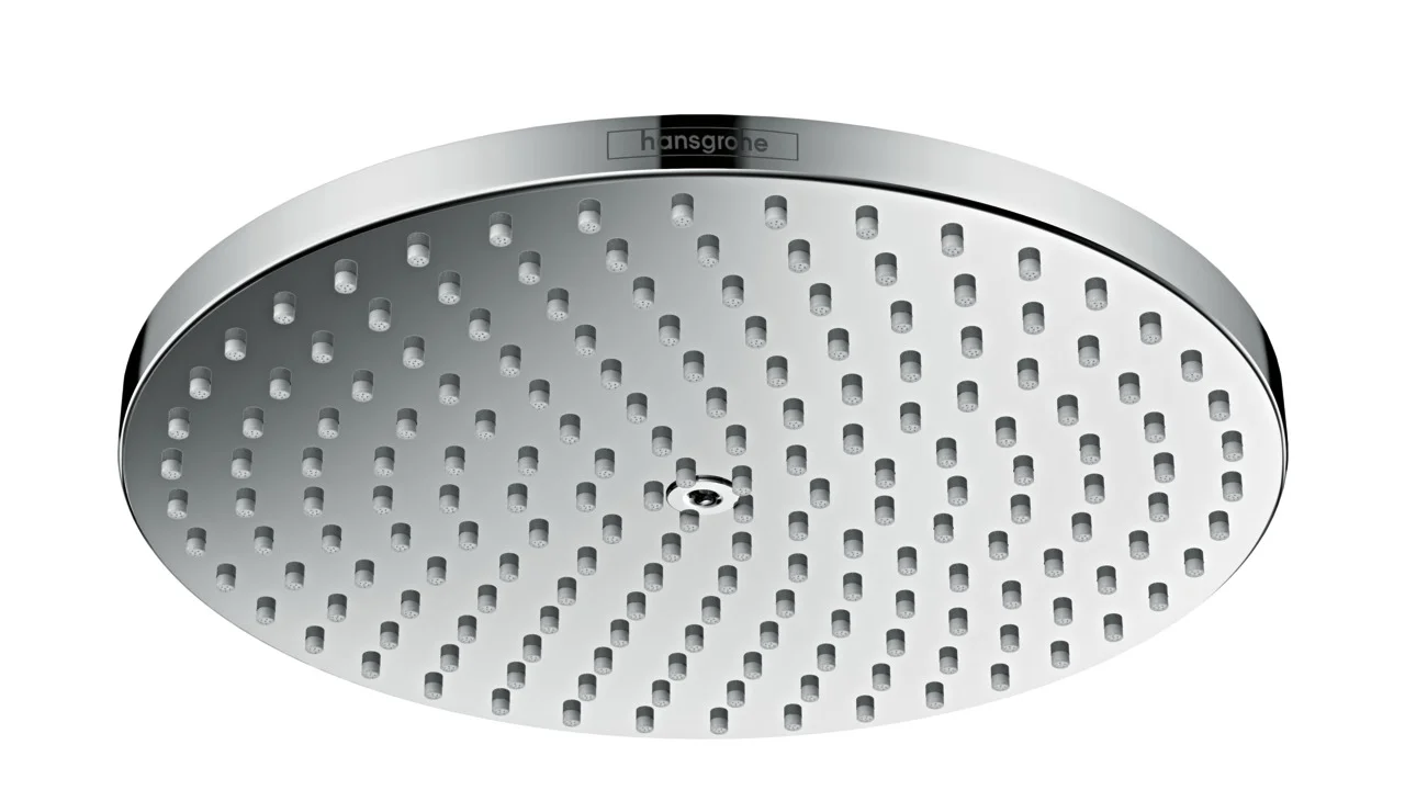 Hansgrohe Raindance S Kopfbrause PowderRain Chrom, 240 mm, verstellbarer Winkel, abnehmbare Strahlscheibe, für Durchlauferhitzer geeignet