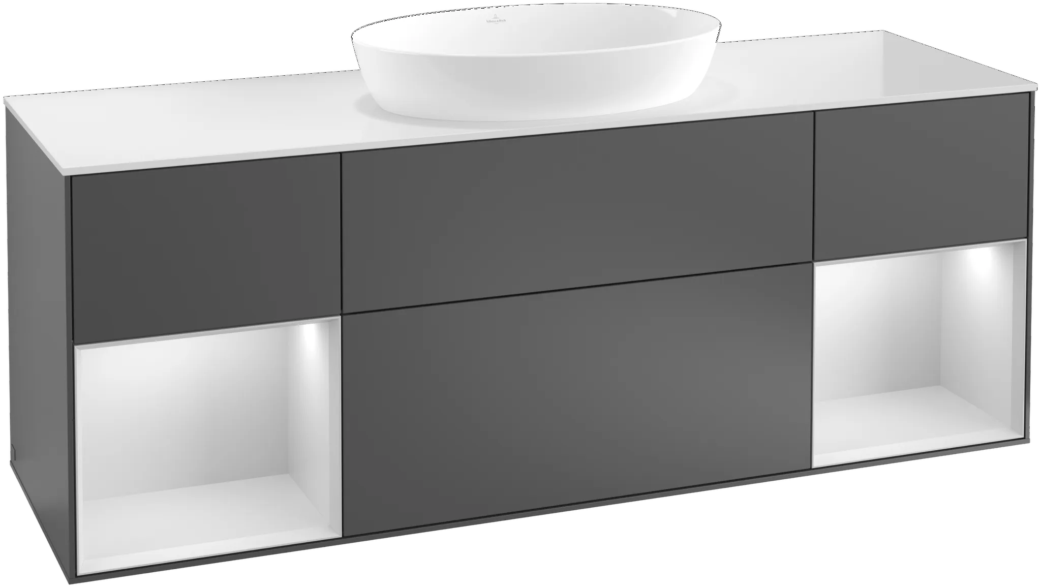 Villeroy & Boch Waschtischunterschrank „Finion“ für Schrankwaschtisch 1600 × 603 × 501 mm Walnut Veneer, für Becken mittig, mit Hahnlochbohrung Villeroy & Boch Waschtischunterschrank „Finion“ für Schrankwaschtisch 1600 × 603 × 501 mm Walnut Veneer, für Becken mittig, mit Hahnlochbohrung