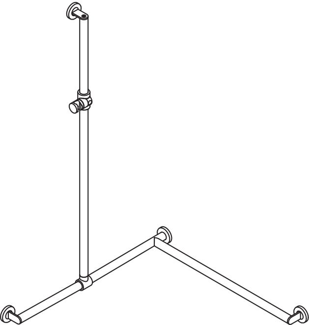 Duschhdl.,d:32/32,re,A1=1250mm, W1/2=800mm, chrom signalweiß