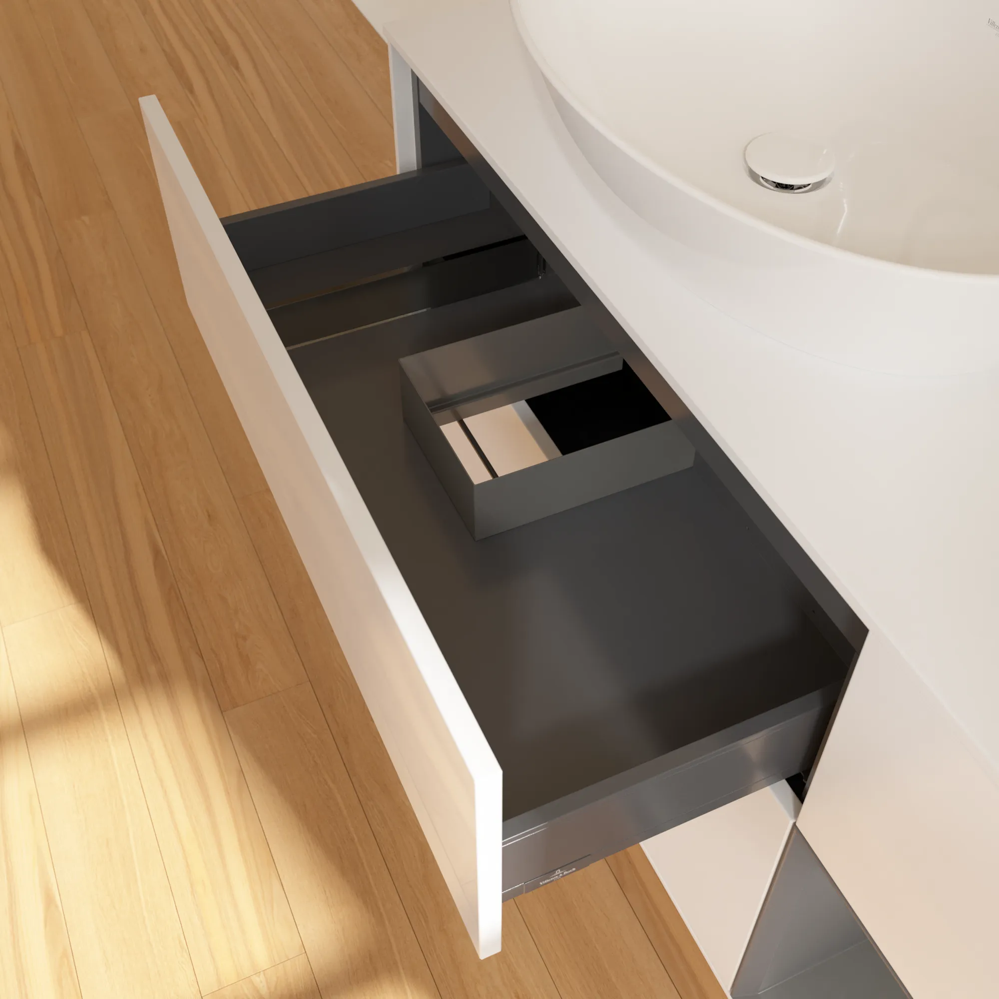 Villeroy & Boch Waschtischunterschrank „Finion“ für Schrankwaschtisch 120 × 60,3 × 50,1 cm 3 Schubladen, für Waschtischposition links, inkl. Beleuchtung links