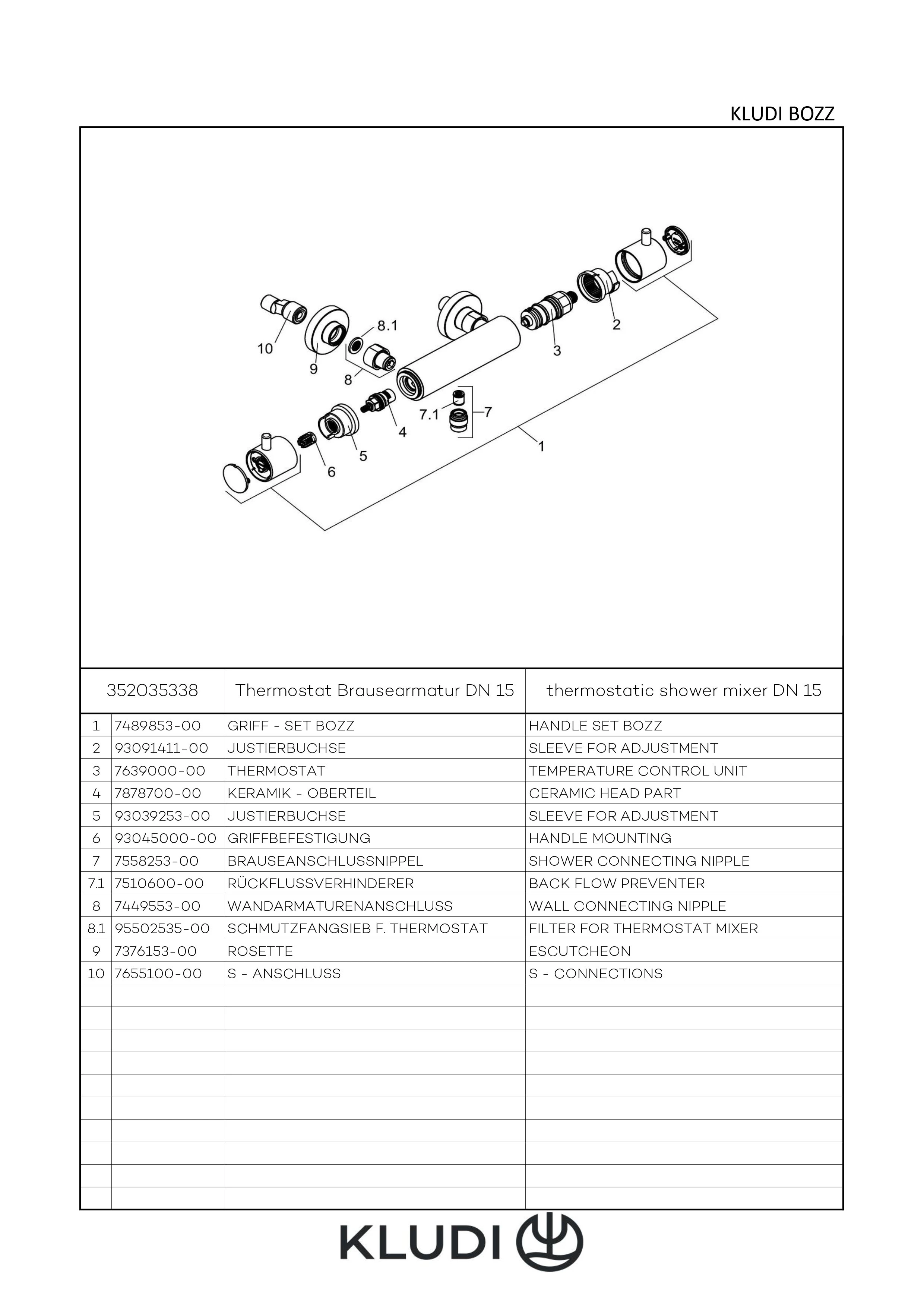 Kludi BOZZ Thermostat-Brause-Armatur mattweiß, DN 15, Wandmontage, Temperaturbegrenzer auf 43°C, eigensicher gegen Rückfließen, Brauseabgang G1/2, Durchflussmenge 18 l/min bei 3 bar, S-Anschlüsse G1/2 x G3/4 Kludi BOZZ Thermostat-Brause-Armatur mattweiß, DN 15, Wandmontage, Temperaturbegrenzer auf 43°C, eigensicher gegen Rückfließen, Brauseabgang G1/2, Durchflussmenge 18 l/min bei 3 bar, S-Anschlüsse G1/2 x G3/4